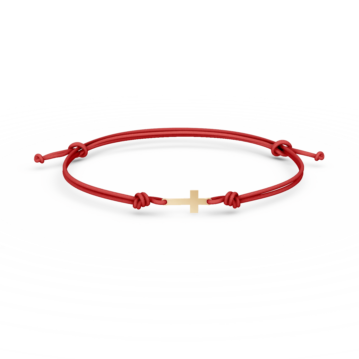 Brățară cu șnur și pandantiv cruciuliţă din aur galben Brățară cu șnur și pandantiv cruciuliţă din aur galben