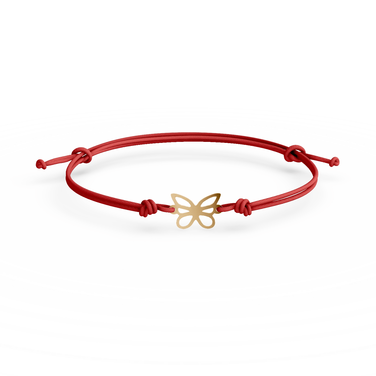 Brățară cu șnur și pandantiv fluture din aur galben Brățară cu șnur și pandantiv fluture din aur galben