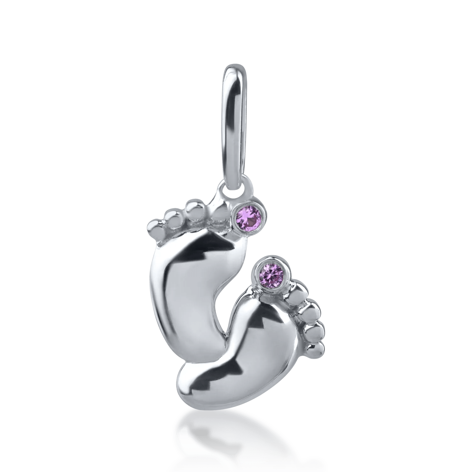 Pandantiv din aur alb cu safire roz de 0.02ct Pandantiv din aur alb cu safire roz de 0.02ct