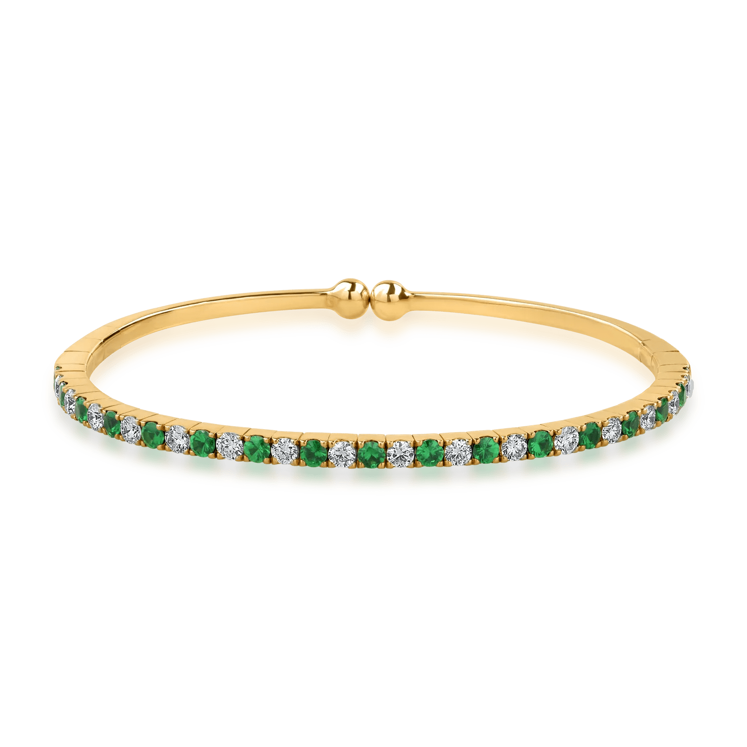 Brățară din aur galben cu tsavorite de 1.19ct și diamante de 1.05ct Brățară din aur galben cu tsavorite de 1.19ct și diamante de 1.05ct