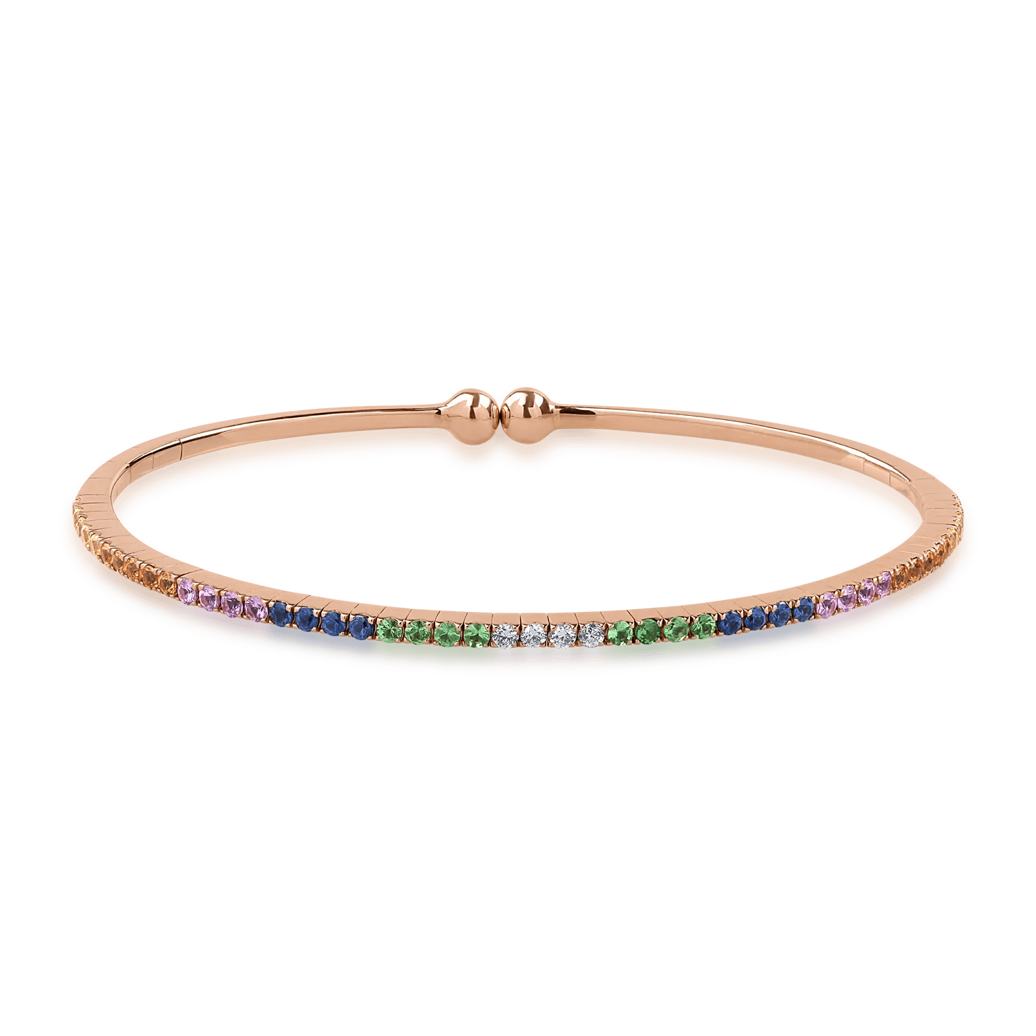 Brățară din aur roz cu safire multicolore de 1.24ct și diamante de 0.09ct Brățară din aur roz cu safire multicolore de 1.24ct și diamante de 0.09ct