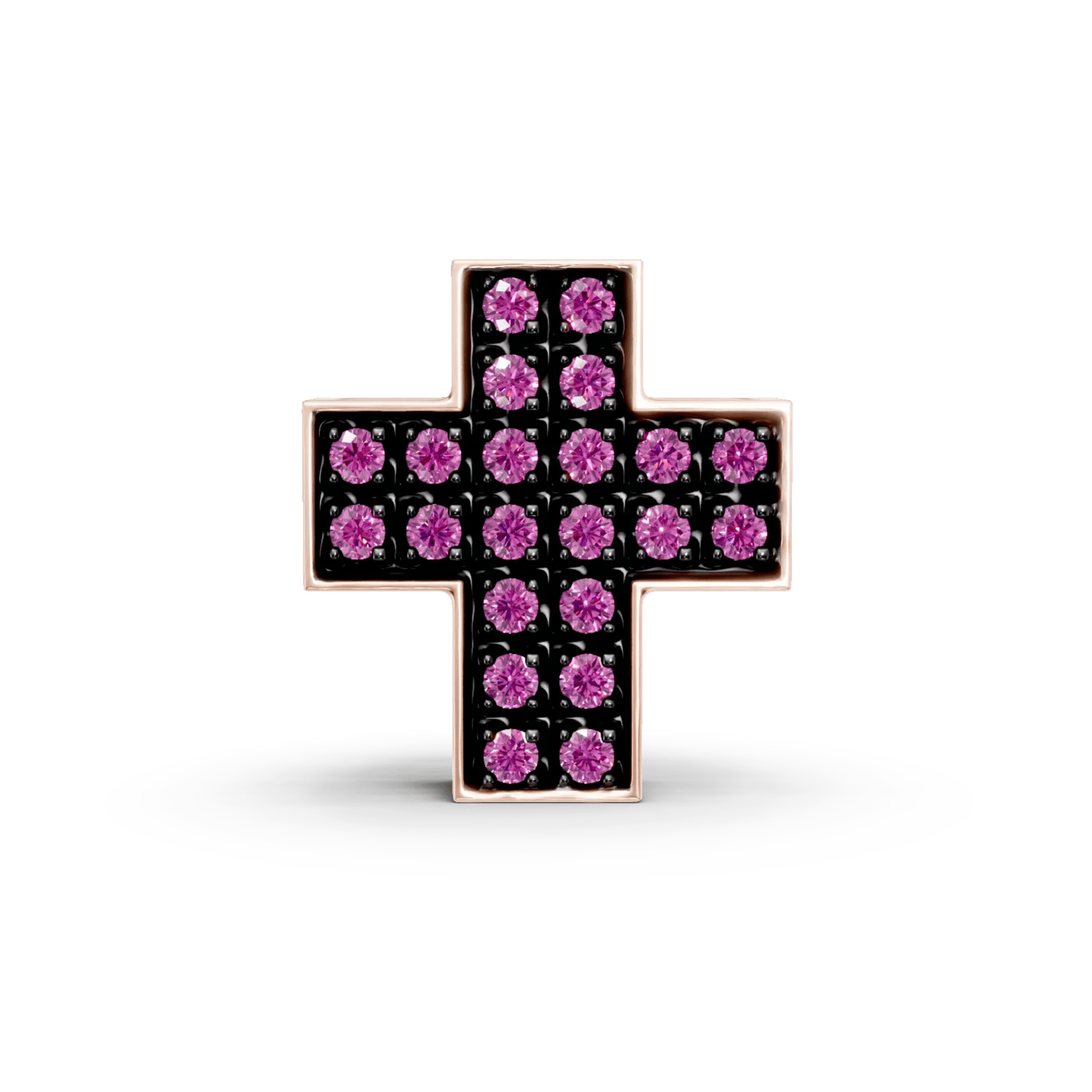 Pandantiv cruce din aur roz cu rubine de 0.22ct Pandantiv cruce din aur roz cu rubine de 0.22ct