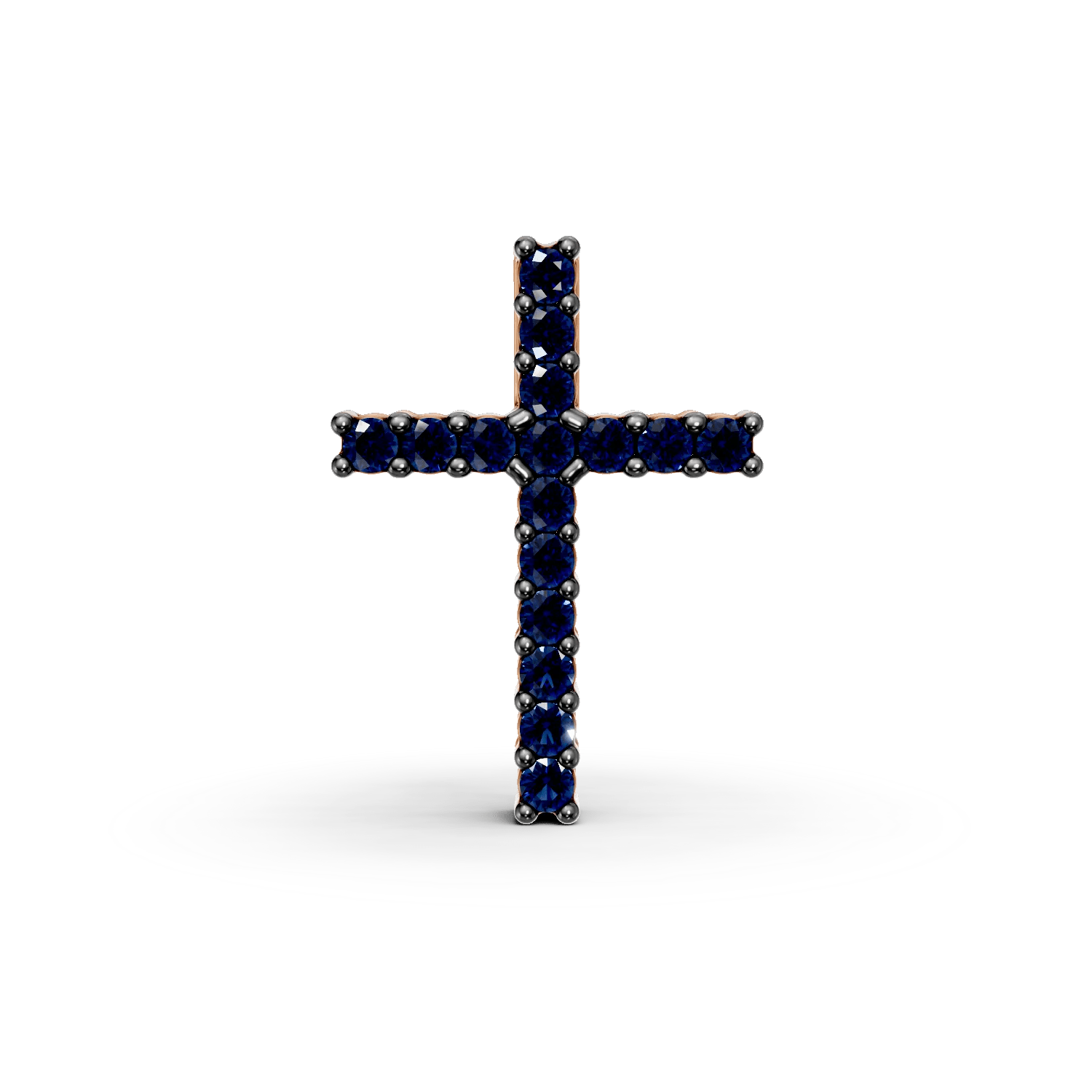 Pandantiv din aur roz cu cruce și safire de 0.17ct Pandantiv din aur roz cu cruce și safire de 0.17ct