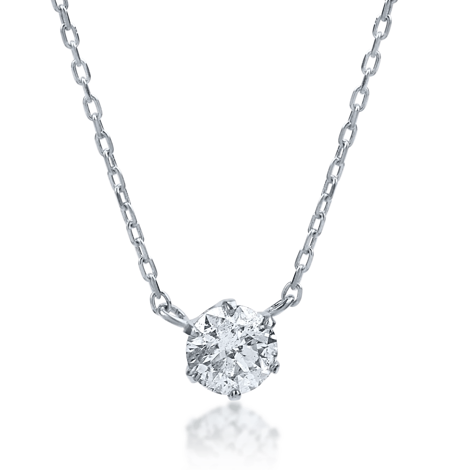 Lanț cu pandantiv din aur alb cu diamant de 0.22ct Lanț cu pandantiv din aur alb cu diamant de 0.22ct