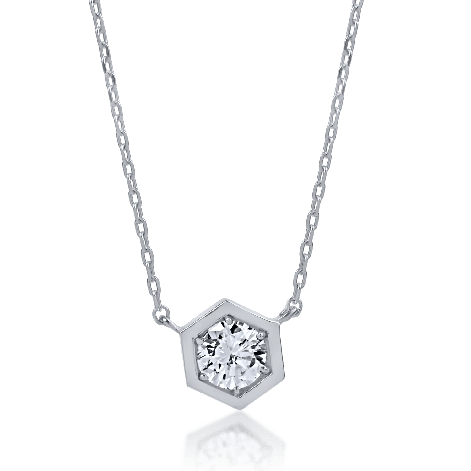 Lanț cu pandantiv din aur alb și diamant de 0.18ct Lanț cu pandantiv din aur alb și diamant de 0.18ct