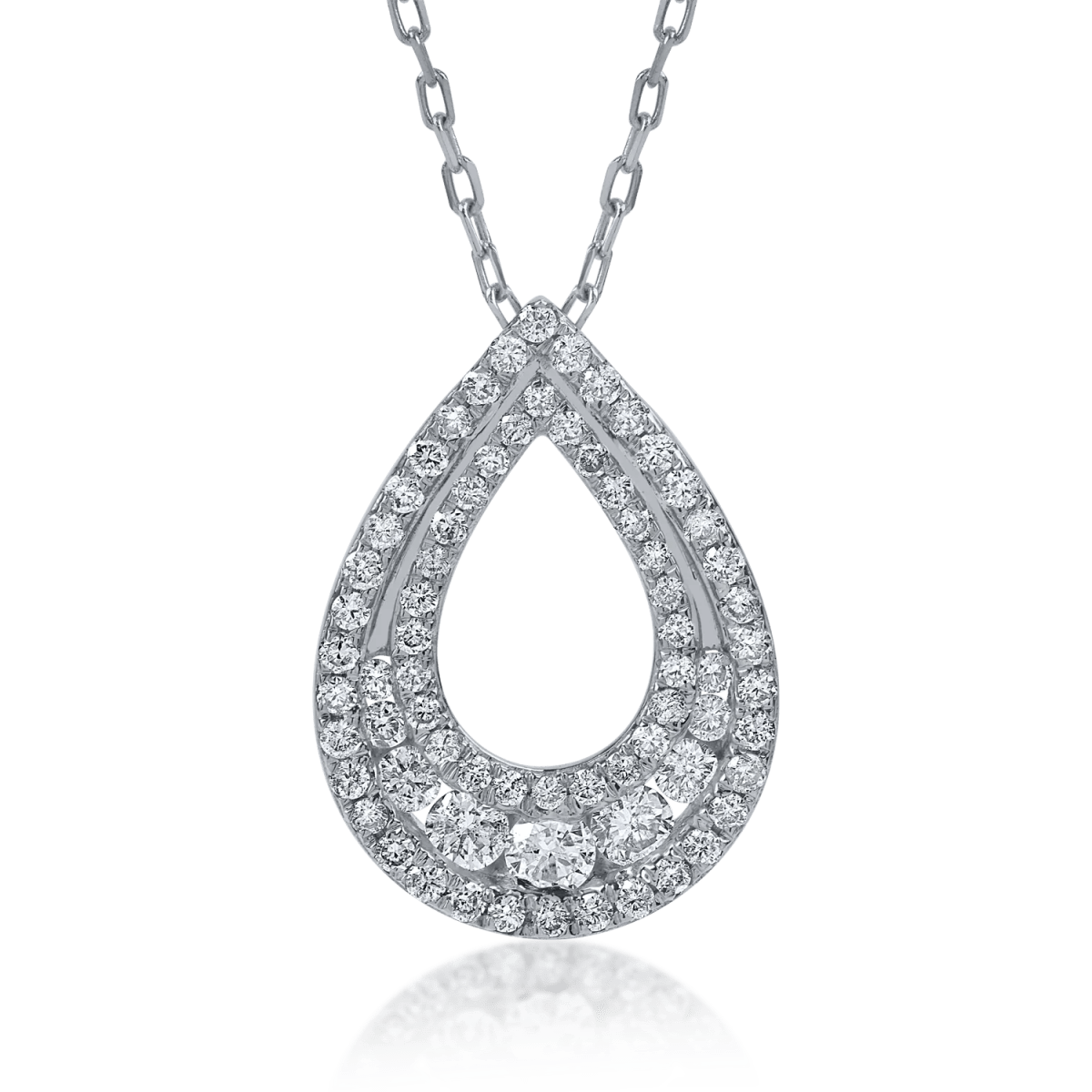 Lanț cu pandantiv din aur alb și diamante 0.5ct Lanț cu pandantiv din aur alb și diamante 0.5ct
