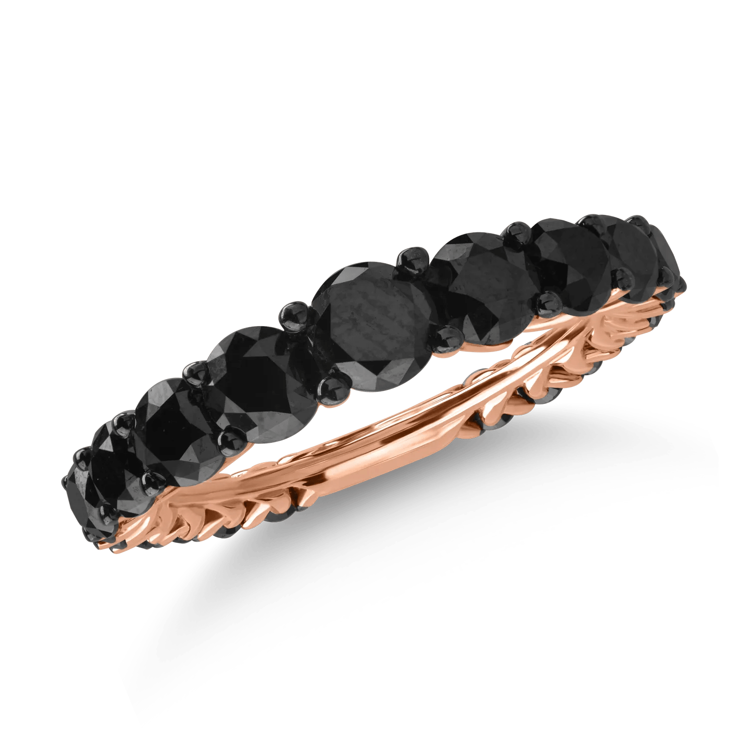 Inel semi eternity din aur roz cu diamante negre de 3.33ct Inel semi eternity din aur roz cu diamante negre de 3.33ct