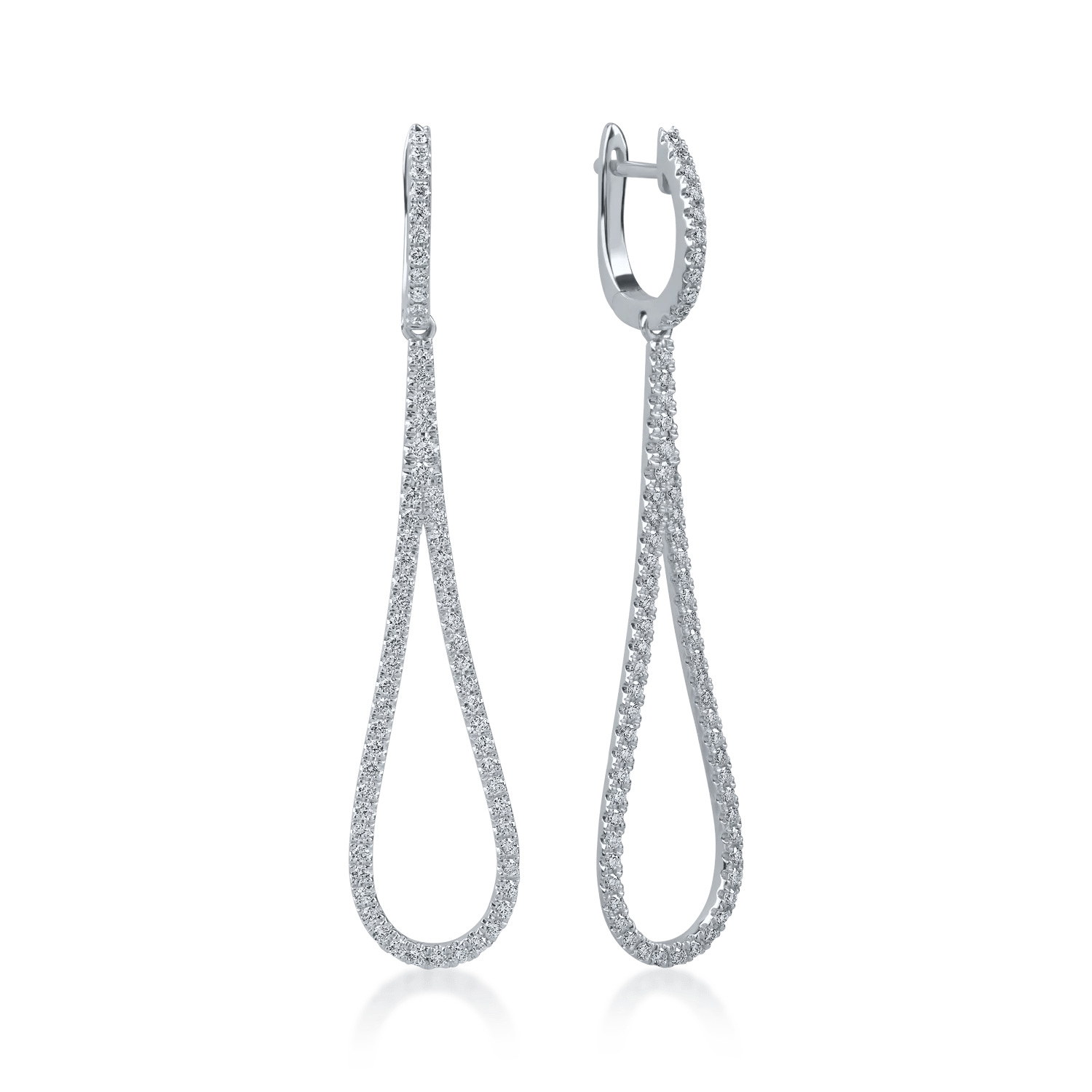 Cercei lungi din aur alb cu diamante de 0.9ct Cercei lungi din aur alb cu diamante de 0.9ct