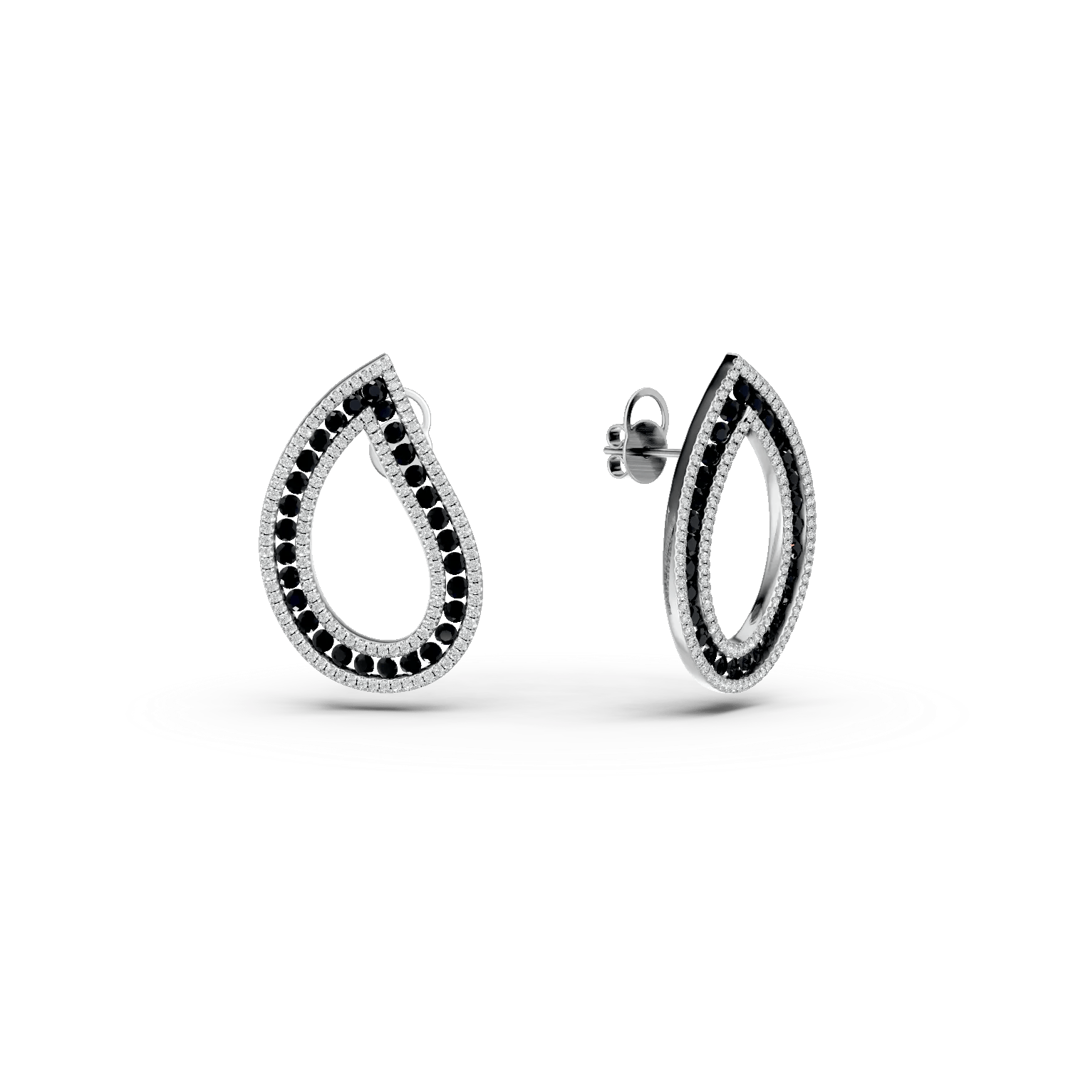 Cercei din aur alb cu diamante negre de 1.82ct și diamante transparente de 0.62ct – Teilor Cercei din aur alb cu diamante negre de 1.82ct și diamante transparente de 0.62ct – Teilor