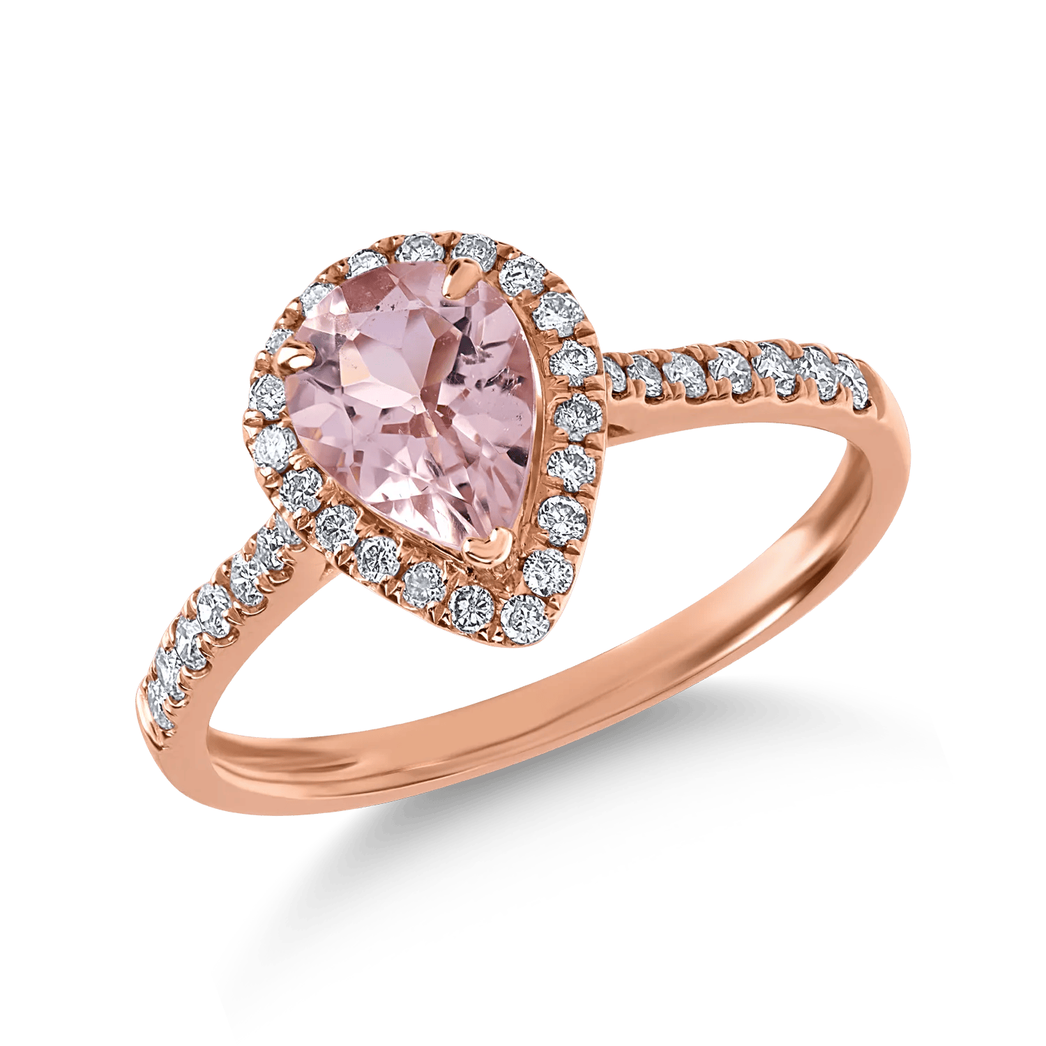 Inel din aur roz cu morganit de 0.9ct și diamante de 0.31ct – Teilor Inel din aur roz cu morganit de 0.9ct și diamante de 0.31ct – Teilor