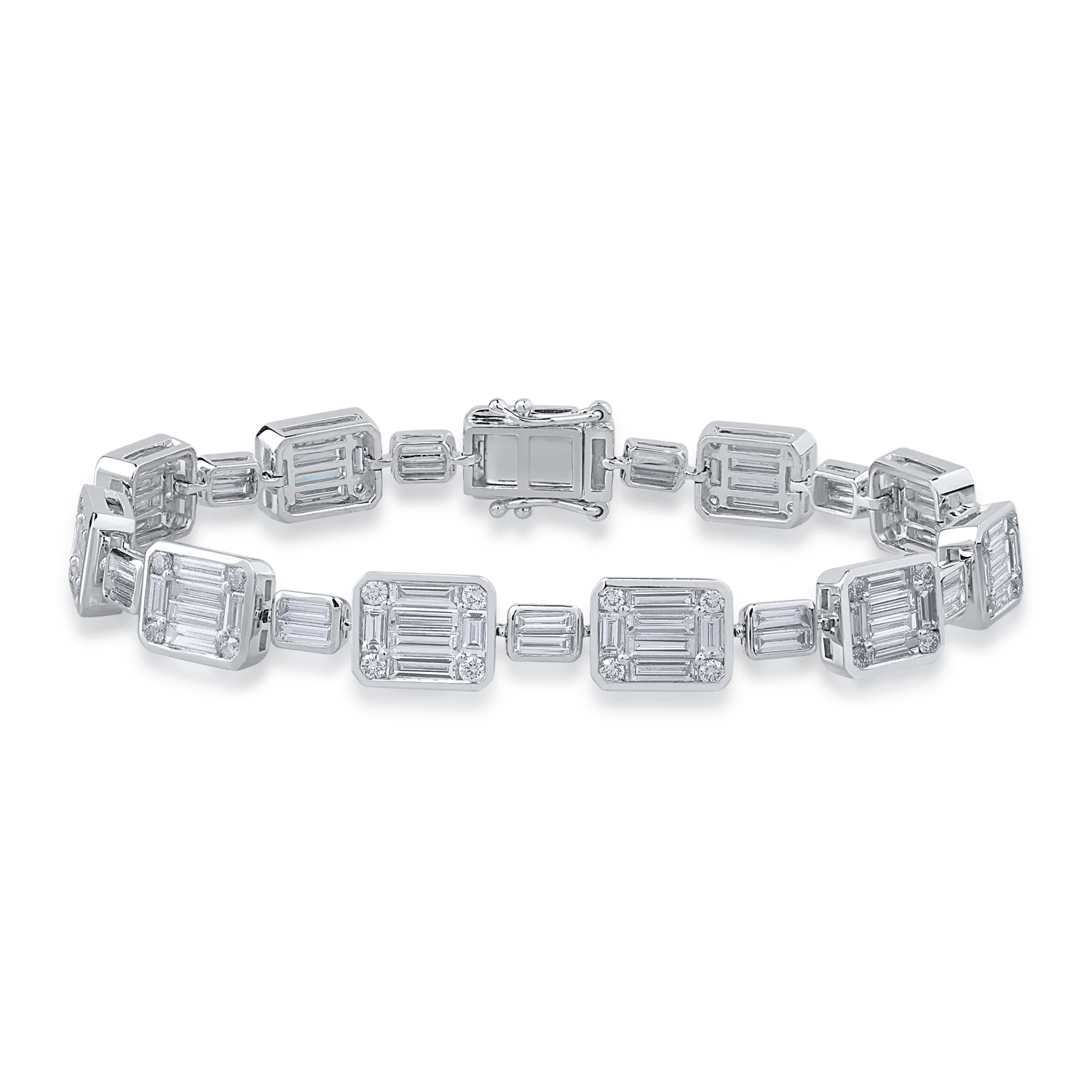 Brățară din aur alb cu diamante baguette și rotunde de 6.81ct Brățară din aur alb cu diamante baguette și rotunde de 6.81ct