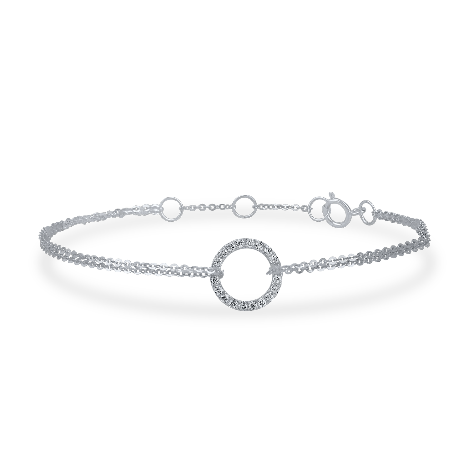 Brățară din aur alb cu pandantiv geometric și diamante de 0.15ct Brățară din aur alb cu pandantiv geometric și diamante de 0.15ct