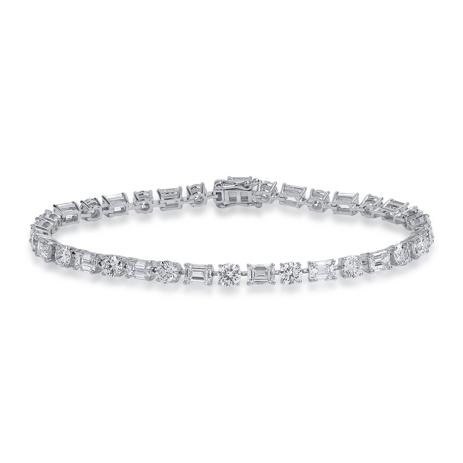 Brățară tenis din aur alb cu diamante emerald și rotunde de 8.58ct Brățară tenis din aur alb cu diamante emerald și rotunde de 8.58ct