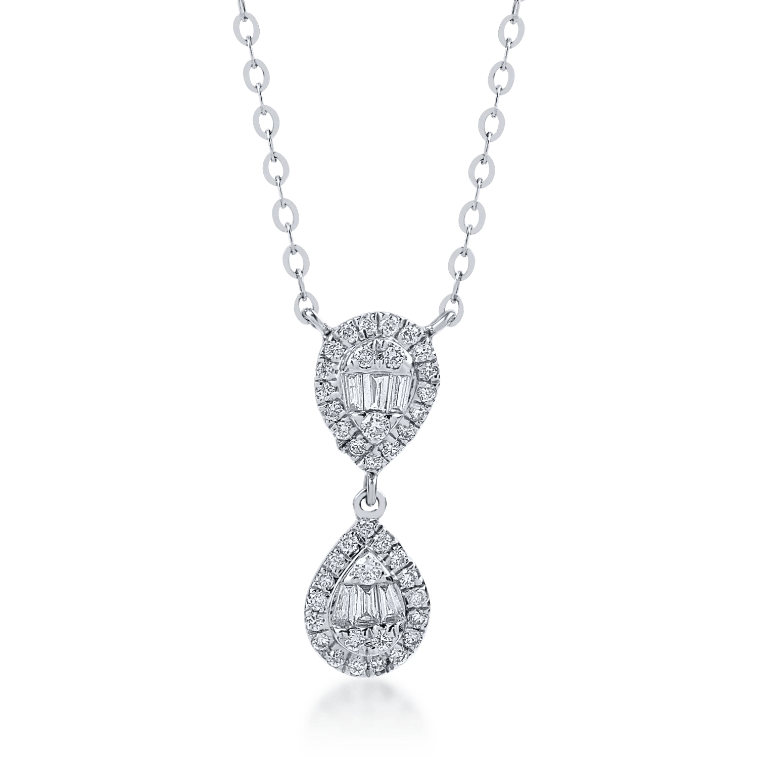 Lanț cu pandantiv din aur alb cu diamante 0.18ct Lanț cu pandantiv din aur alb cu diamante 0.18ct