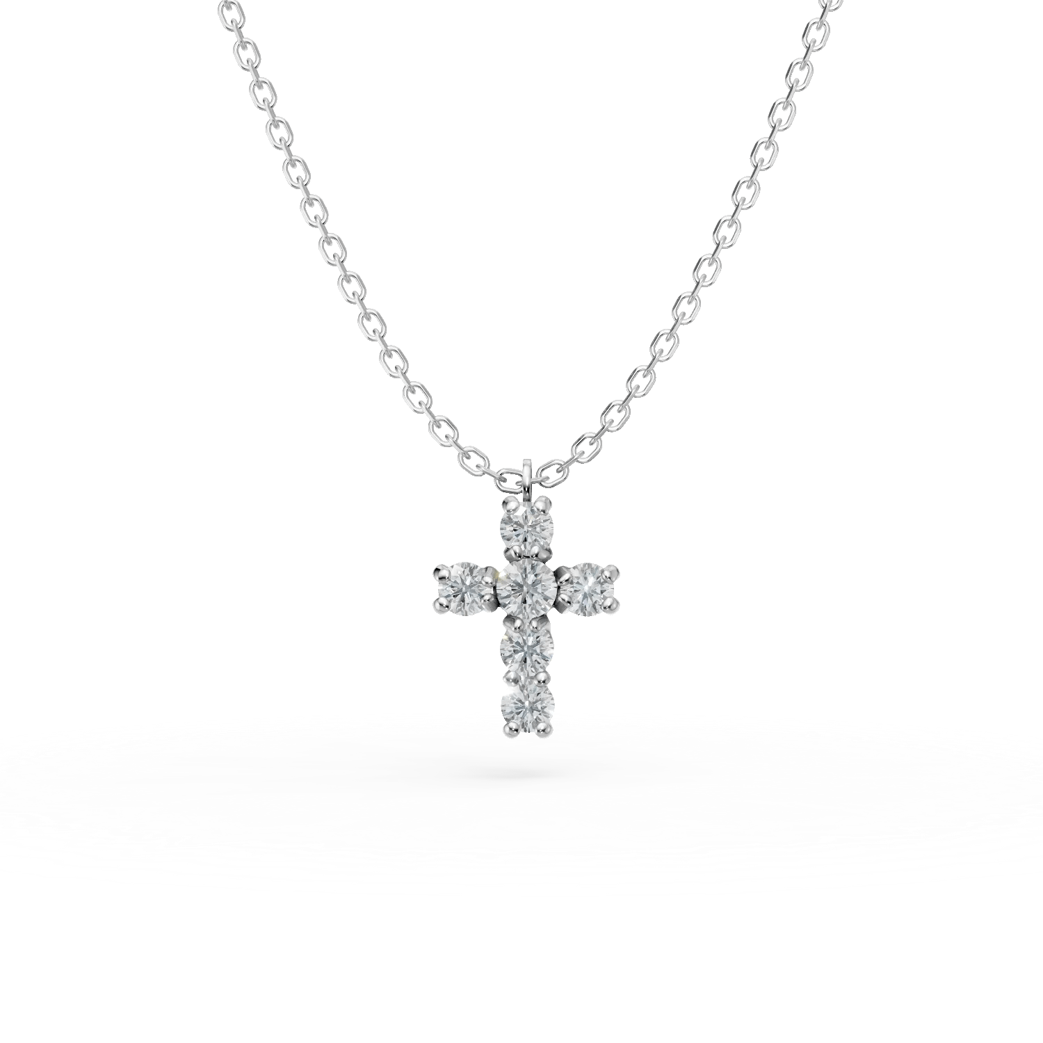 Lănțișor cu pandantiv cruce din aur alb cu diamante 0.1ct Lănțișor cu pandantiv cruce din aur alb cu diamante 0.1ct
