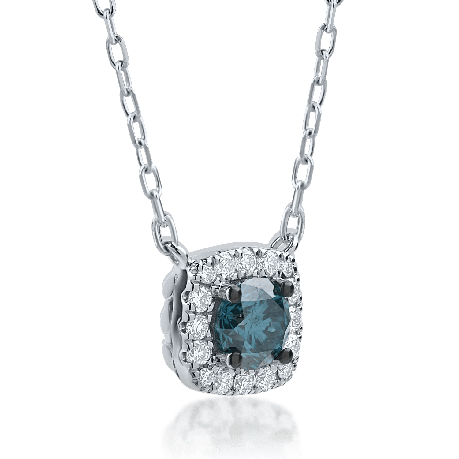 Lanț din aur alb cu diamant albastru – bijuterii teilor Lanț din aur alb cu diamant albastru - bijuterii teilor