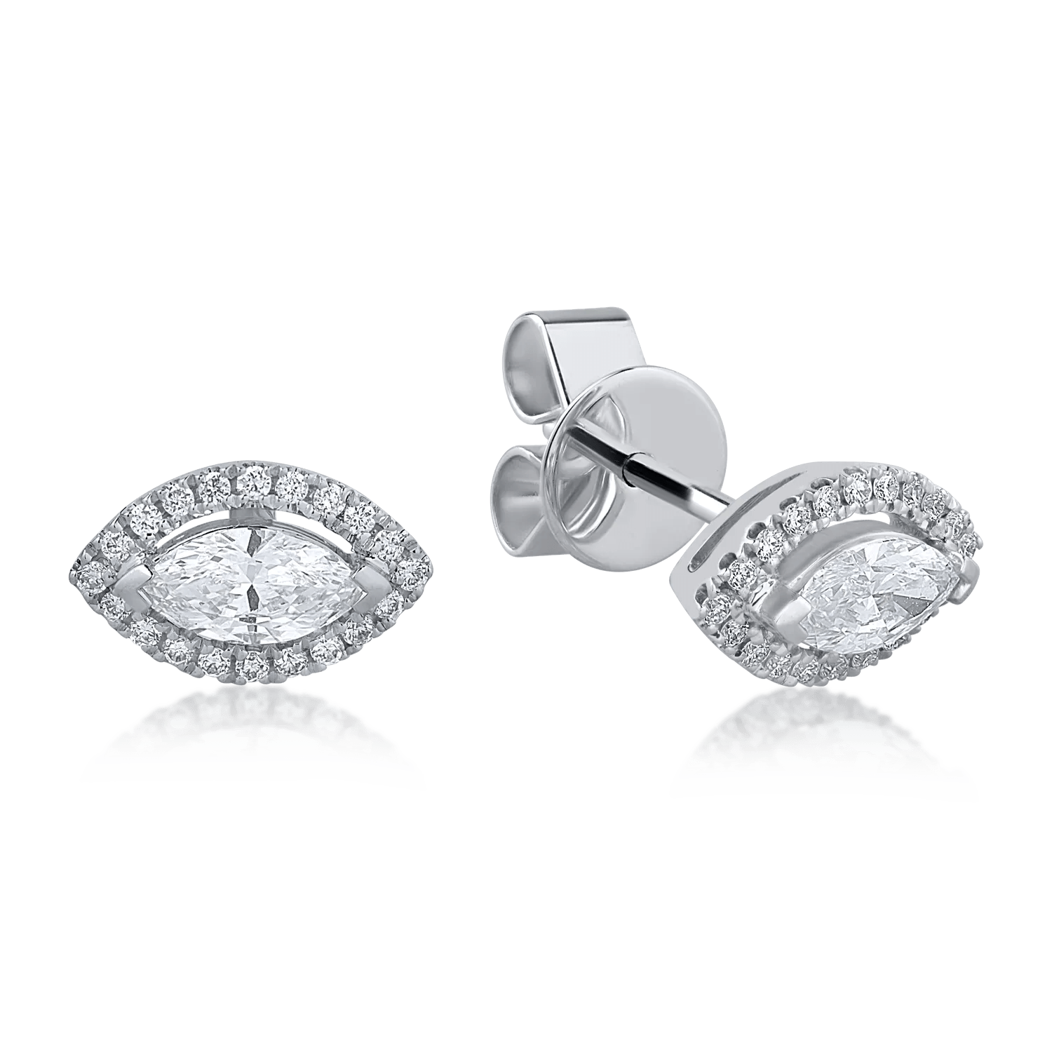 Cercei din aur alb cu diamante de 0.68ct, marquise și rotunde Cercei din aur alb cu diamante de 0.68ct, marquise și rotunde