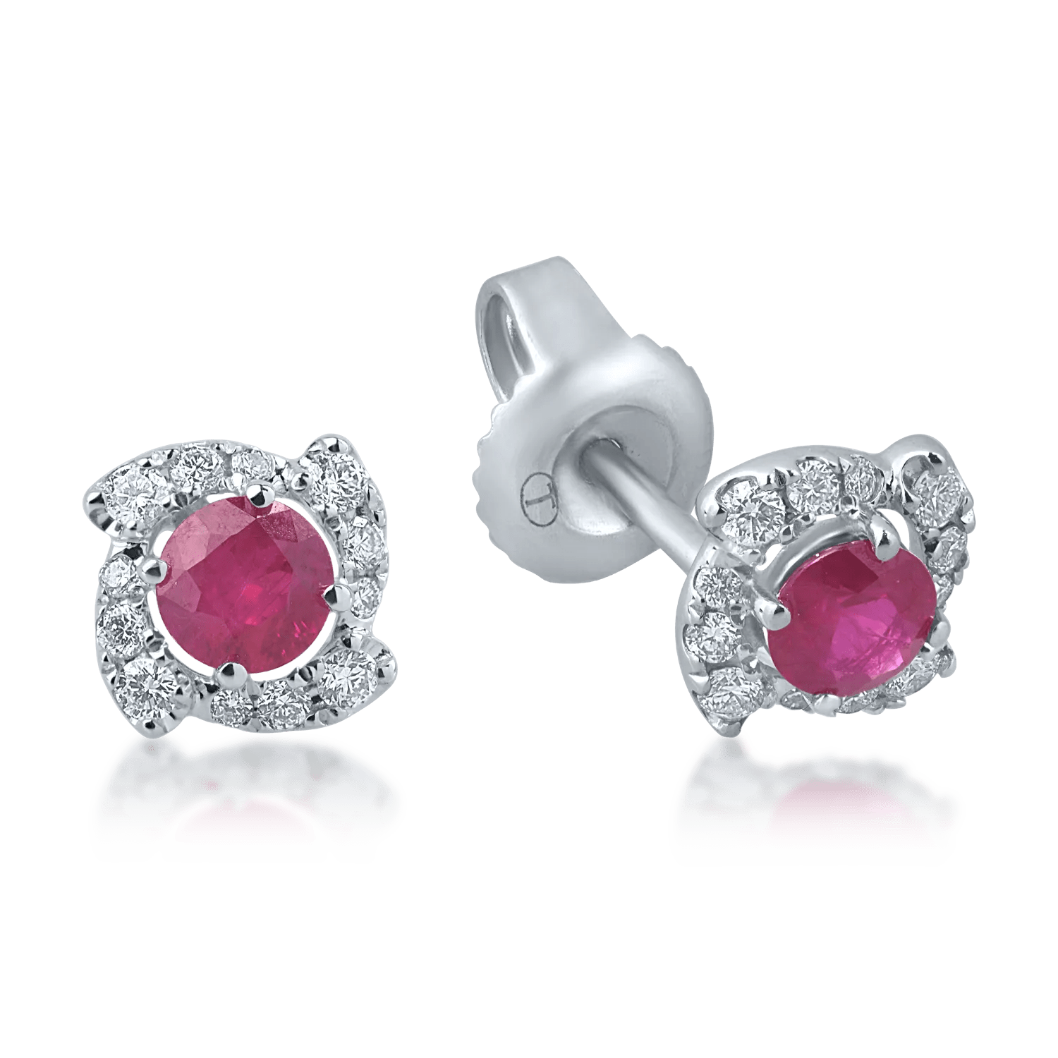 Cercei din aur alb cu rubine de 0.46ct și diamante de 0.17ct Cercei din aur alb cu rubine de 0.46ct și diamante de 0.17ct