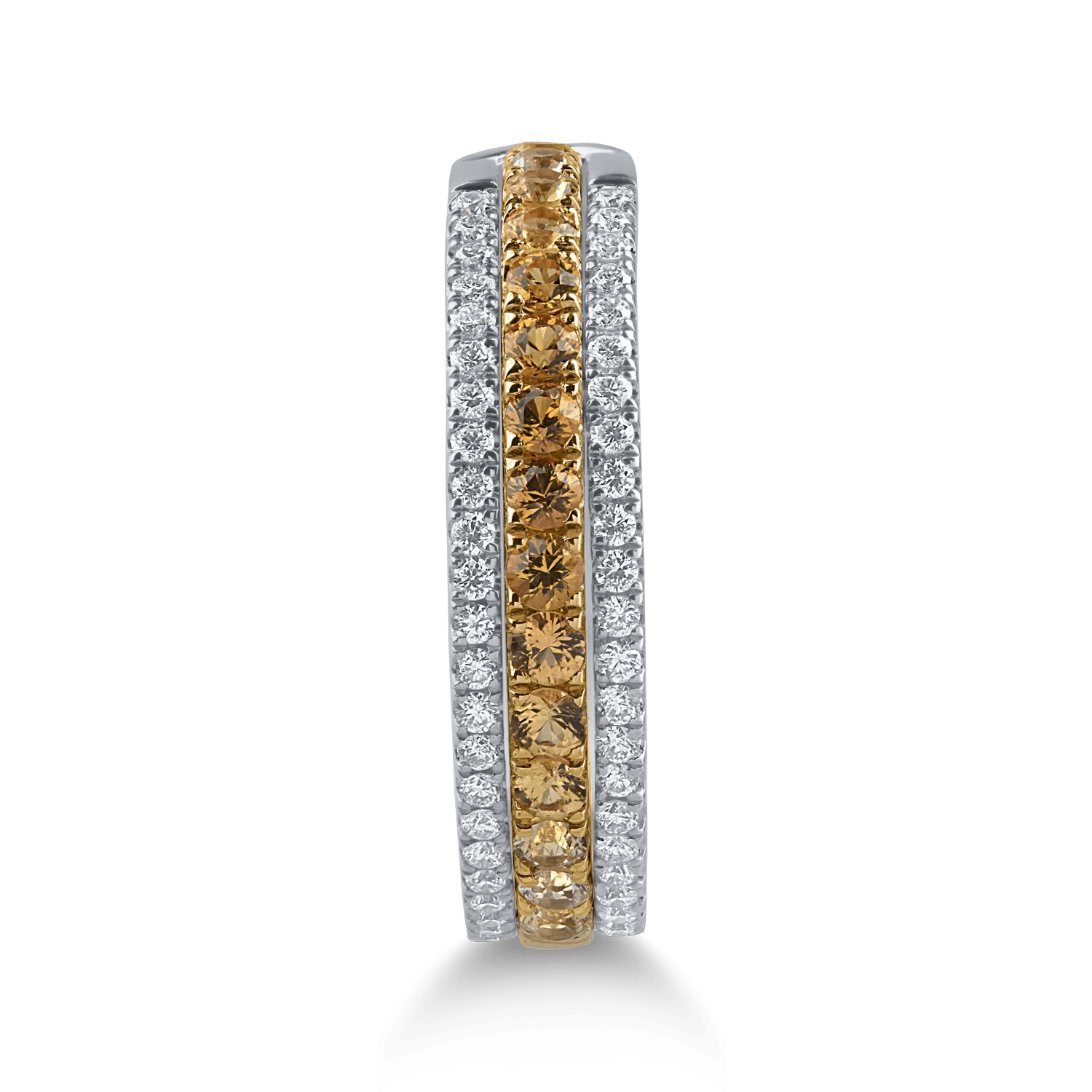 Inel din aur alb-galben cu diamante galbene Inel din aur alb-galben cu diamante galbene