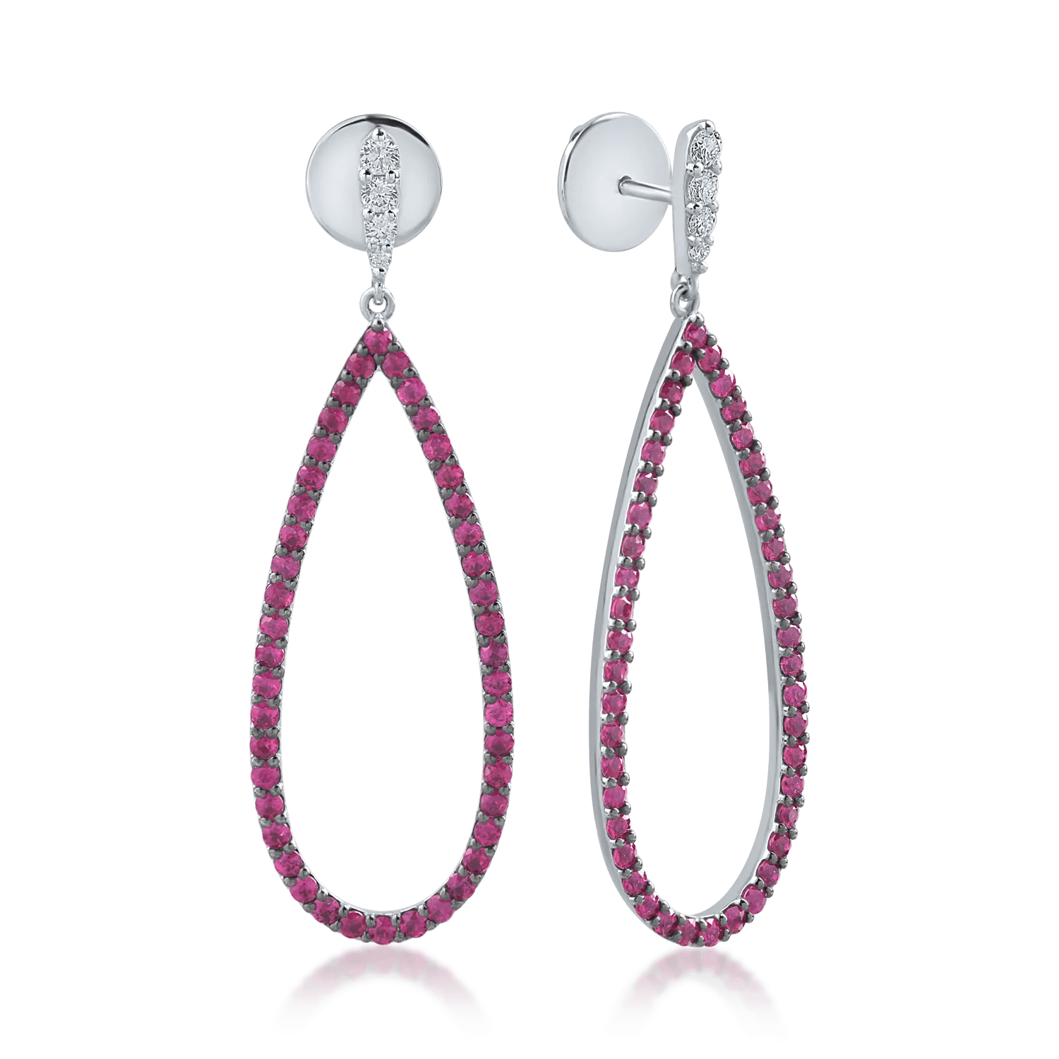 Cercei aur alb, diamante 0.24ct și rubine 2.1ct Cercei aur alb, diamante 0.24ct și rubine 2.1ct