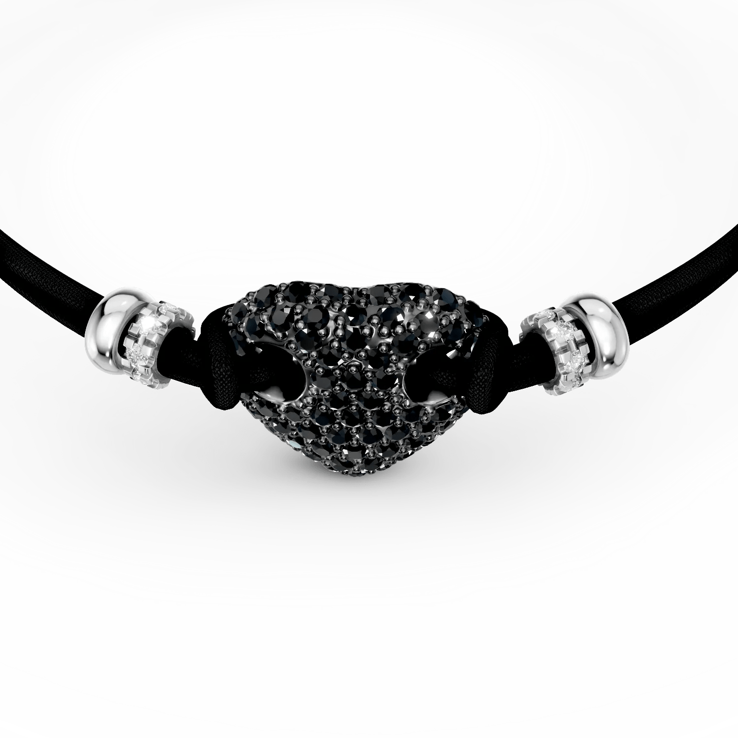 Brățară inimă cu șnur din aur și diamante negre Brățară inimă cu șnur din aur și diamante negre