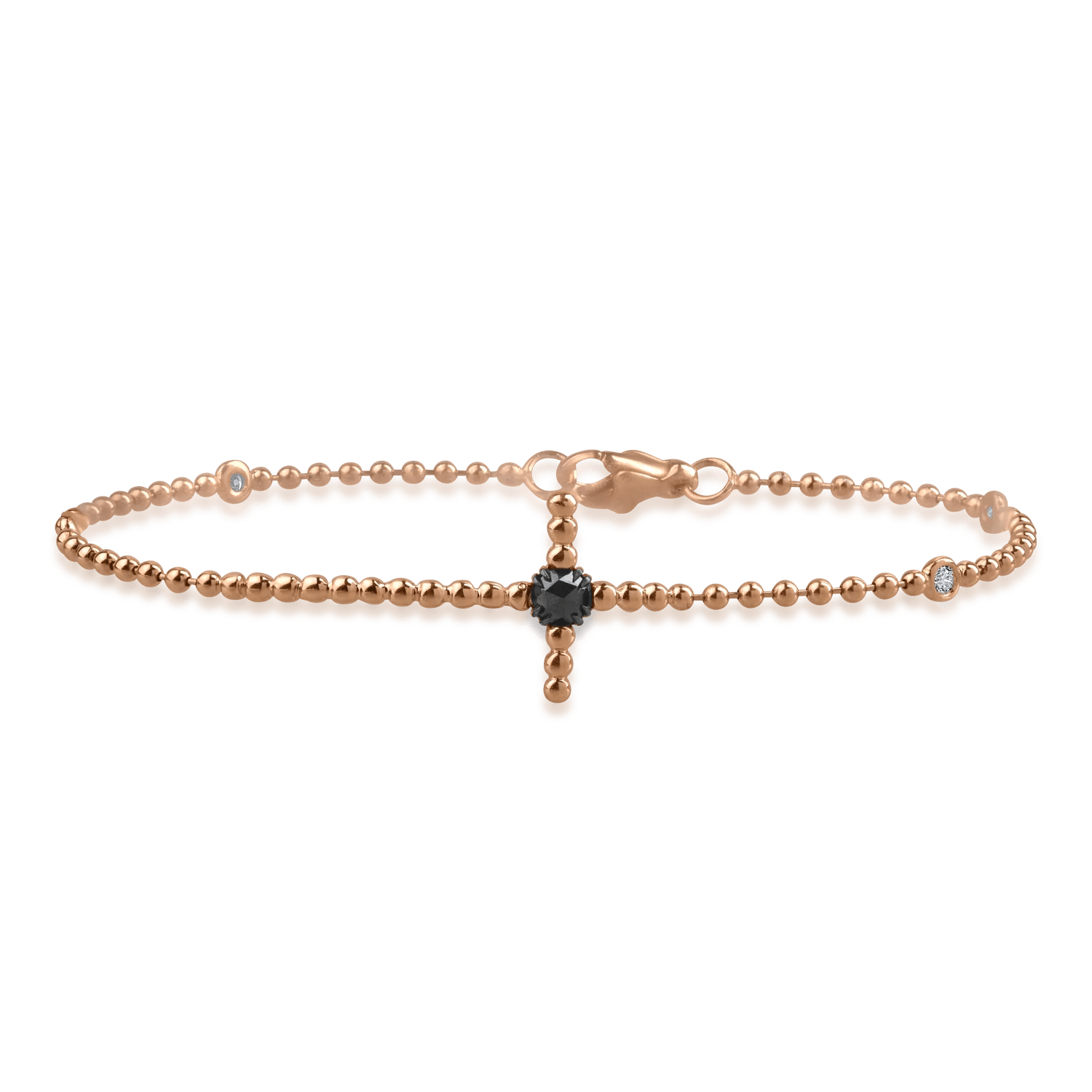 Brățară din aur roz cu diamant negru taietura rose de 0.2ct și diamante transparente de 0.15ct Brățară din aur roz cu diamant negru taietura rose de 0.2ct și diamante transparente de 0.15ct