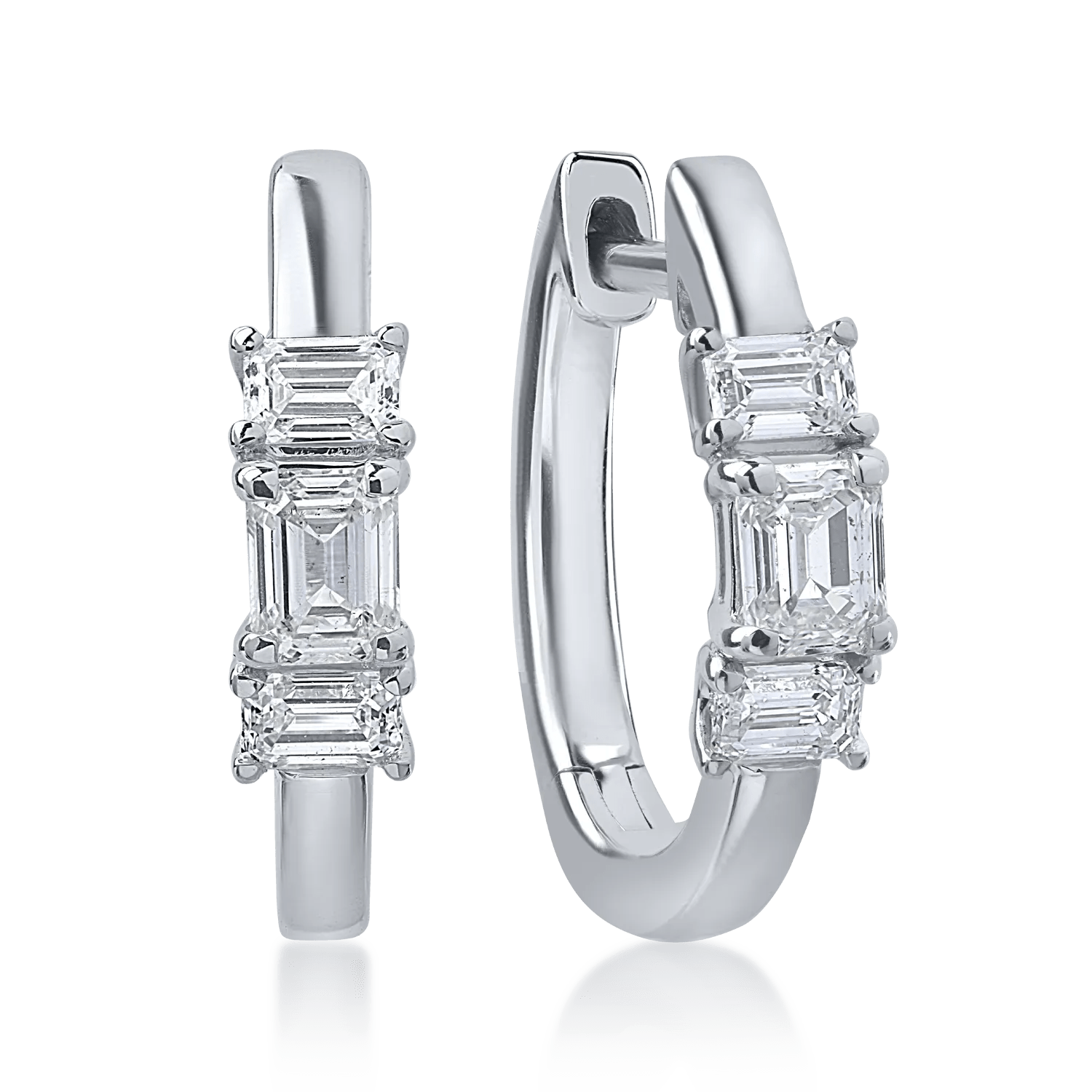 Cercei din aur alb cu diamante octogonale de 0.71ct Cercei din aur alb cu diamante octogonale de 0.71ct
