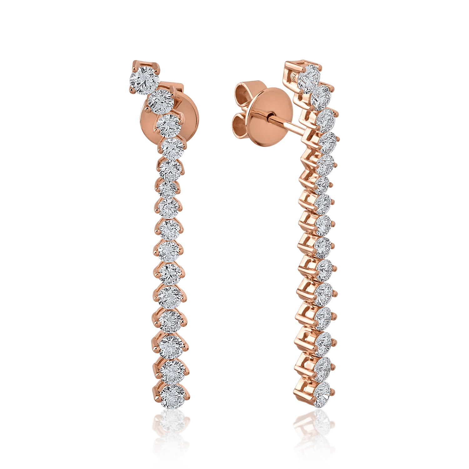 Cercei din aur roz cu diamante de 1.93ct Cercei din aur roz cu diamante de 1.93ct