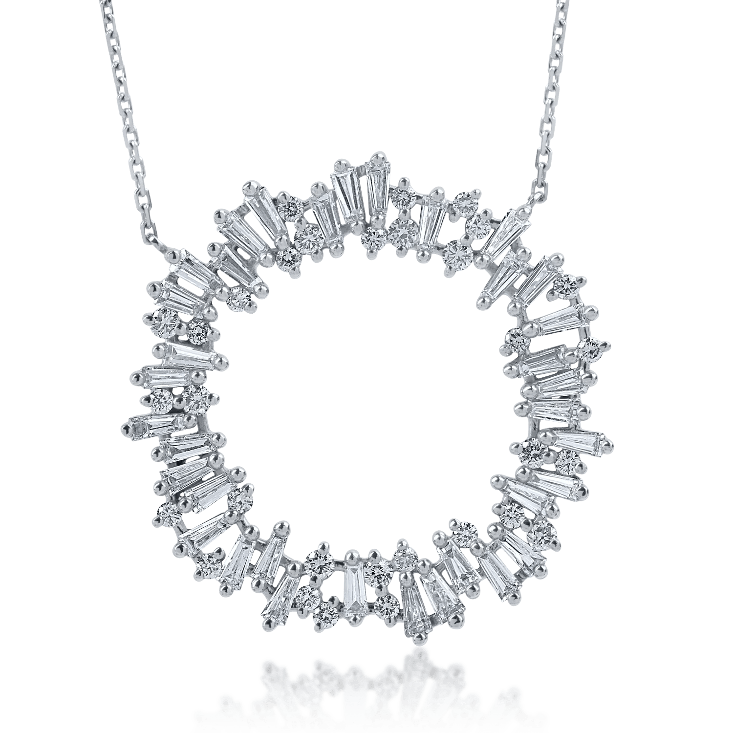 Lanț din aur alb cu pandantiv diamant baguette 0.217ct Lanț din aur alb cu pandantiv diamant baguette 0.217ct