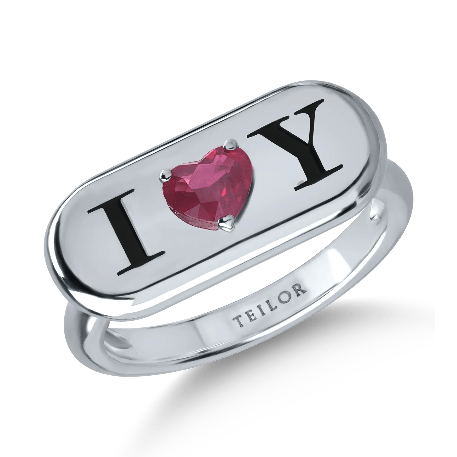 Inel din aur alb cu rubin heart de 0.4ct – Teilor Inel din aur alb cu rubin heart de 0.4ct – Teilor