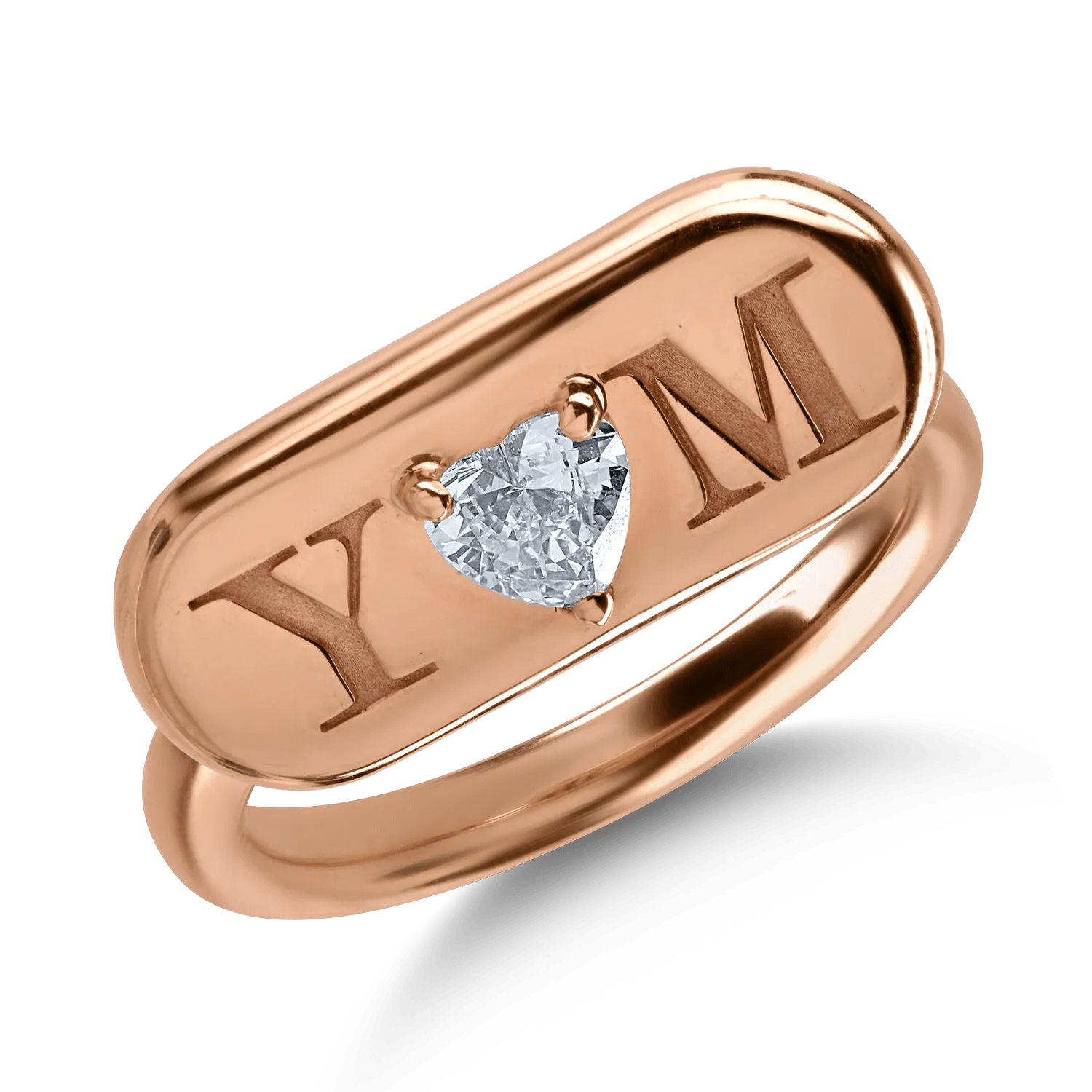 Inel din aur roz cu diamant în formă de inimă 0.3ct Inel din aur roz cu diamant în formă de inimă 0.3ct