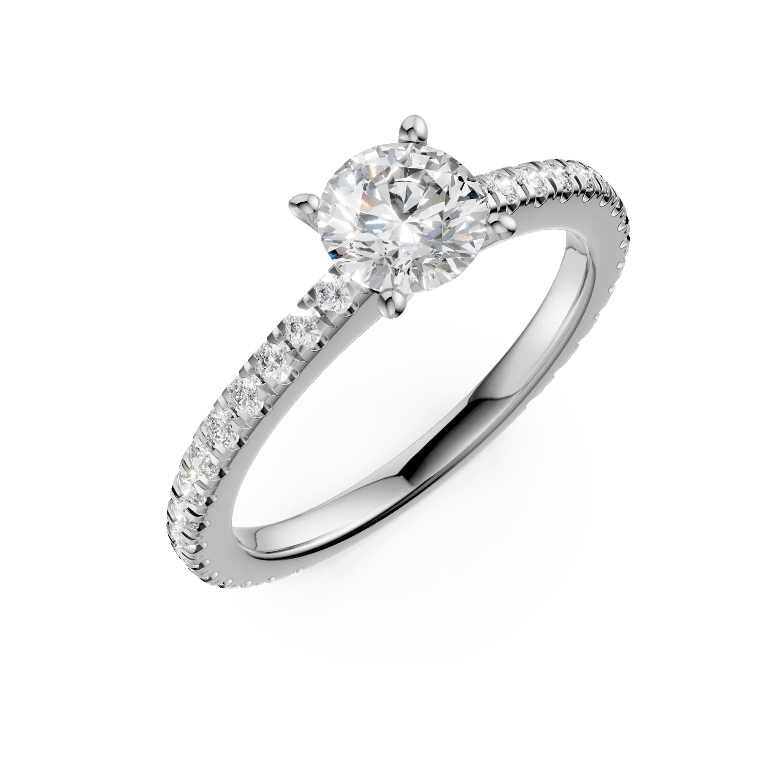 Inel de logodnă din aur alb cu diamant 1ct și diamante 0.46ct Inel de logodnă din aur alb cu diamant 1ct și diamante 0.46ct