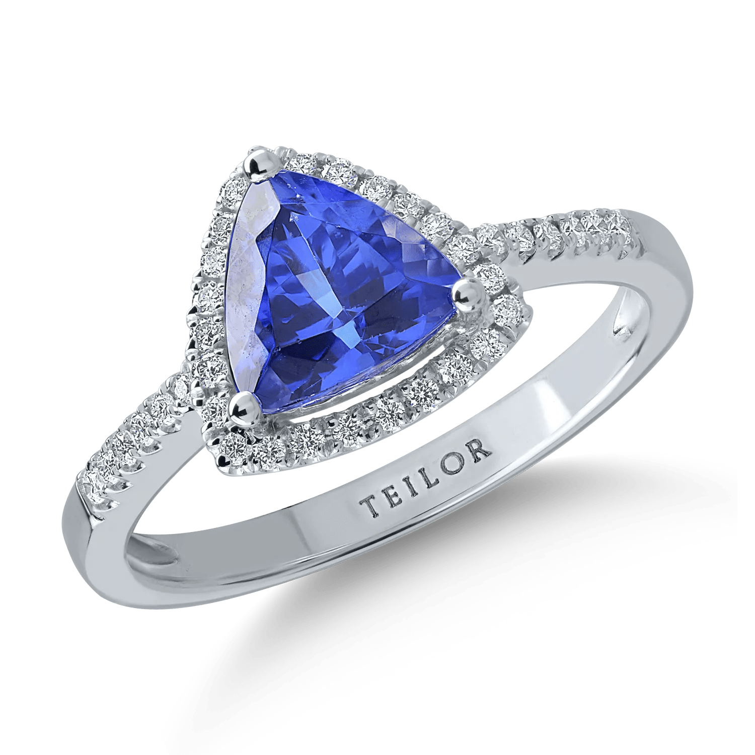 Inel aur alb cu tanzanit trillion 1.4ct și diamante 0.19ct Inel aur alb cu tanzanit trillion 1.4ct și diamante 0.19ct