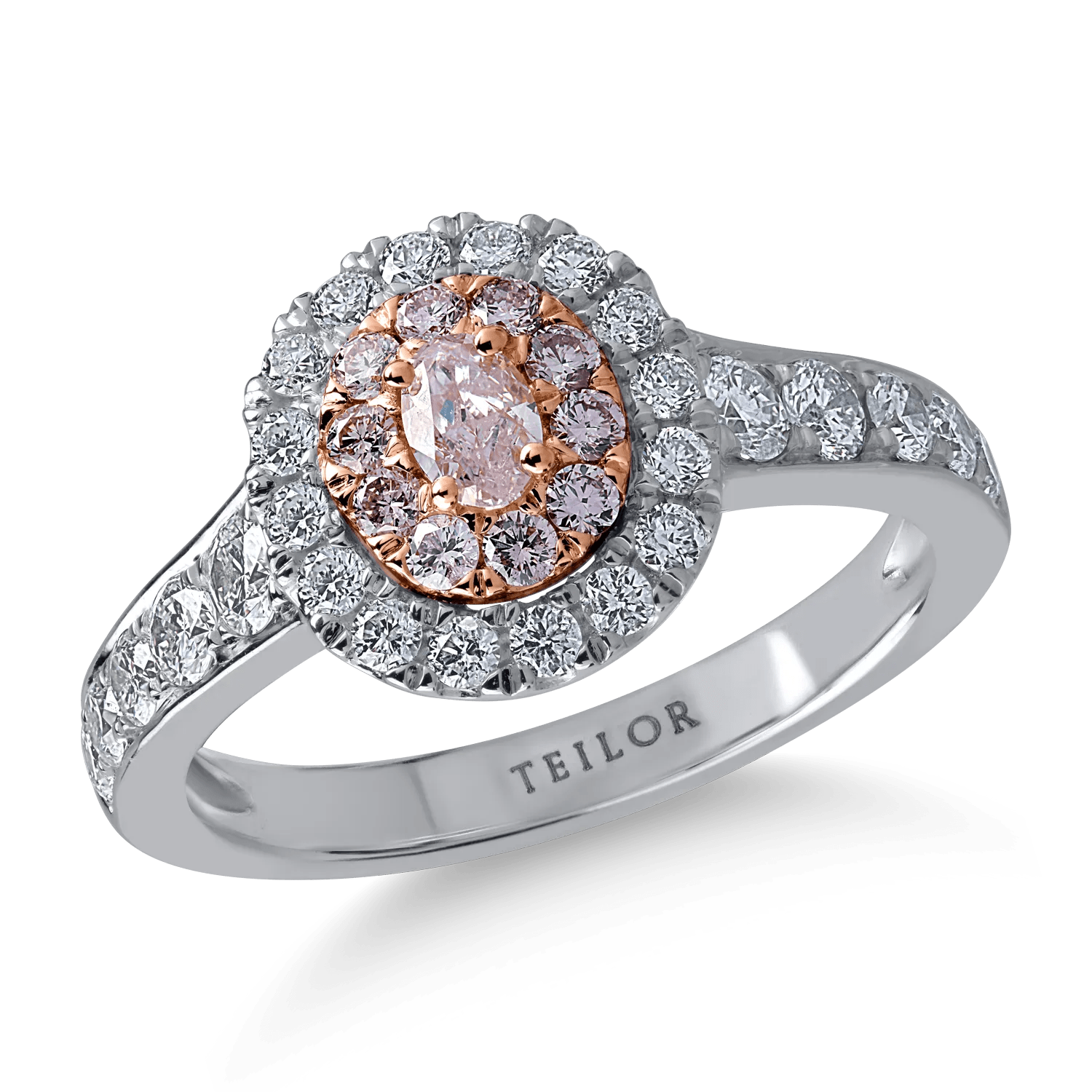 Inel din aur alb-roz cu diamante de 0.76ct și diamante roz de 0.36ct Inel din aur alb-roz cu diamante de 0.76ct și diamante roz de 0.36ct