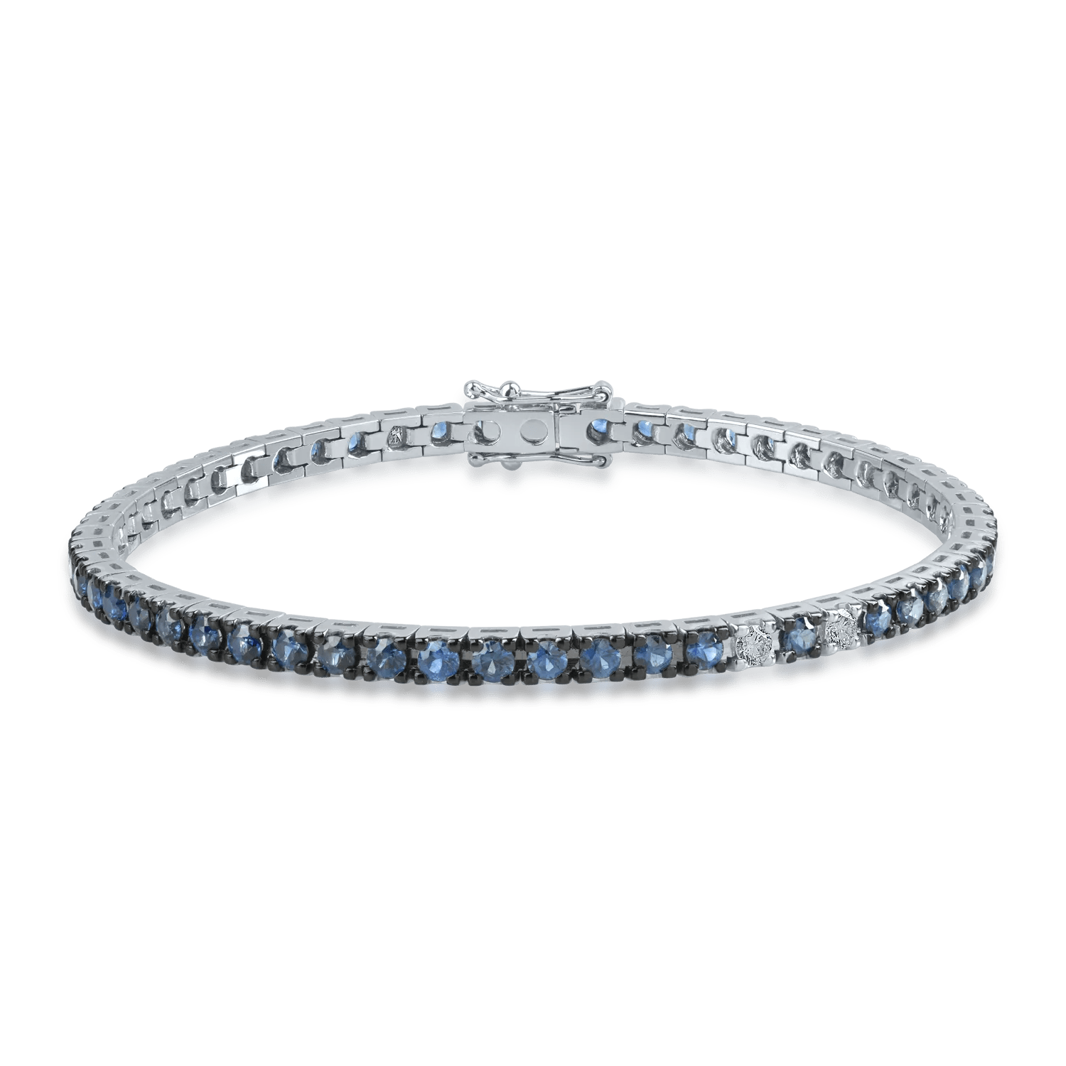 Brățară tennis din aur alb cu safire de 3.9ct și diamante de 0.3ct Brățară tennis din aur alb cu safire de 3.9ct și diamante de 0.3ct