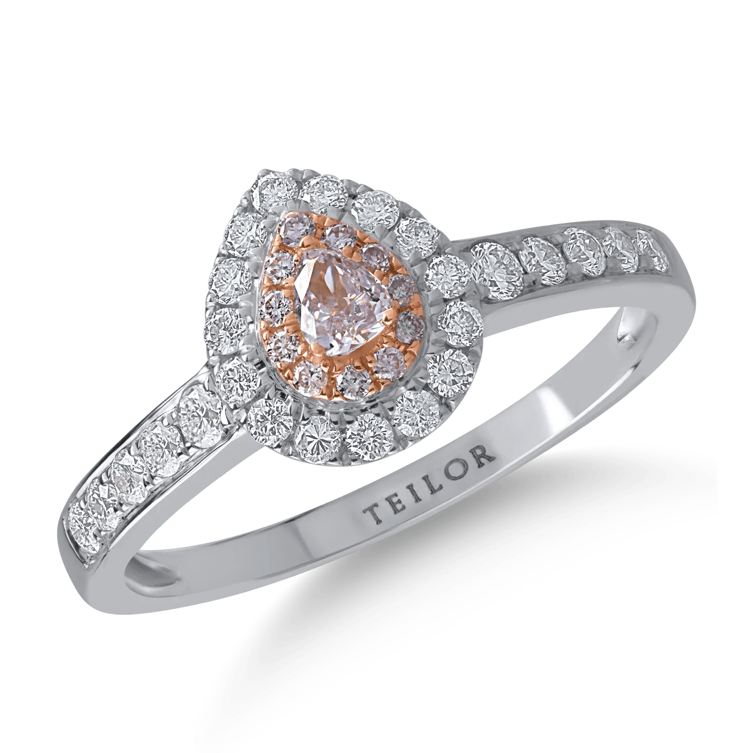 Inel din aur alb-roz cu diamante de 0.3ct și 0.1ct Inel din aur alb-roz cu diamante de 0.3ct și 0.1ct