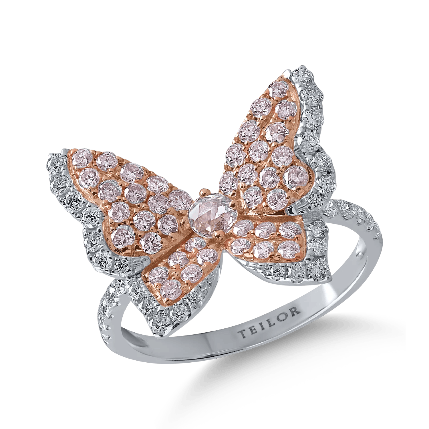 Inel din aur alb-roz cu diamante roz de 0.56ct și diamante transparente de 0.48ct – Teilor Inel din aur alb-roz cu diamante roz de 0.56ct și diamante transparente de 0.48ct – Teilor