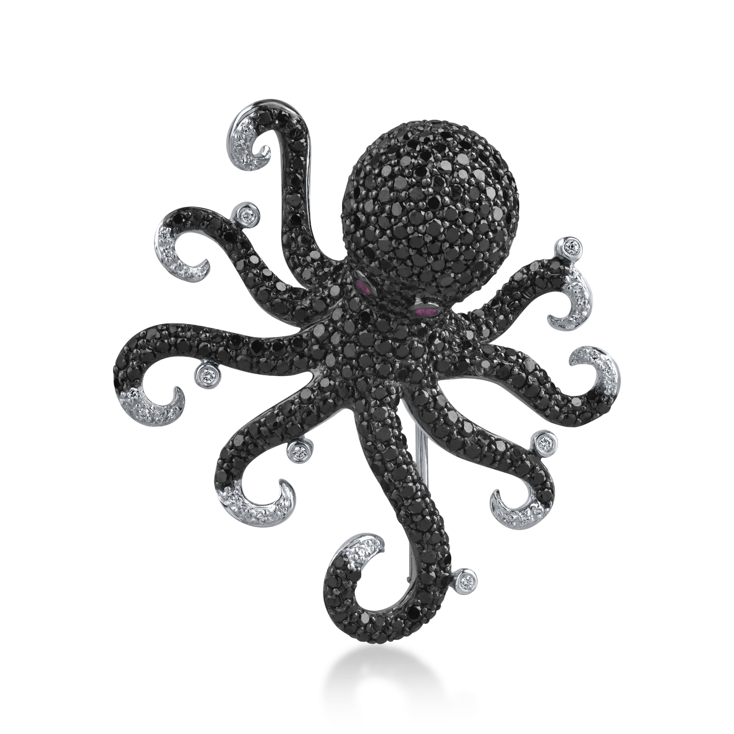 Broșă din aur alb cu diamante 5.67ct și safire roz 0.06ct Broșă din aur alb cu diamante 5.67ct și safire roz 0.06ct