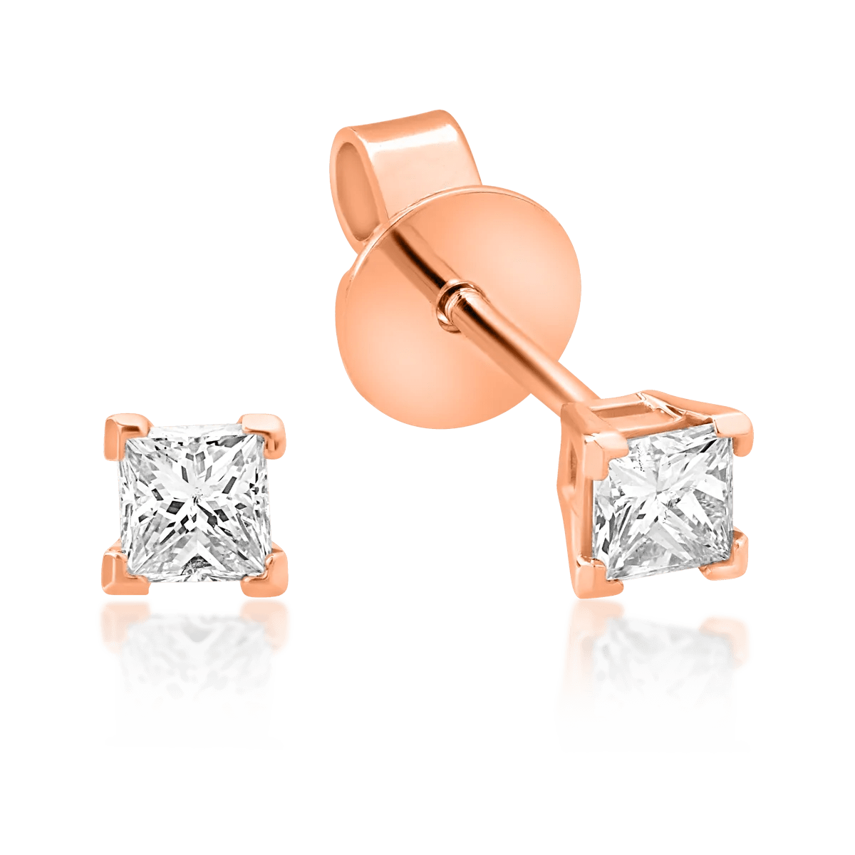 Cercei minimalist din aur roz cu diamante princess 0.36ct Cercei minimalist din aur roz cu diamante princess 0.36ct