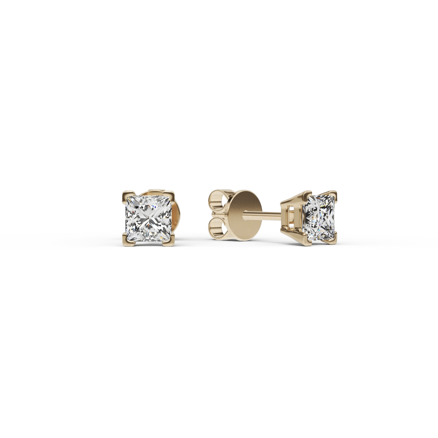 Cercei aur galben cu diamante princess 0.022ct Cercei aur galben cu diamante princess 0.022ct