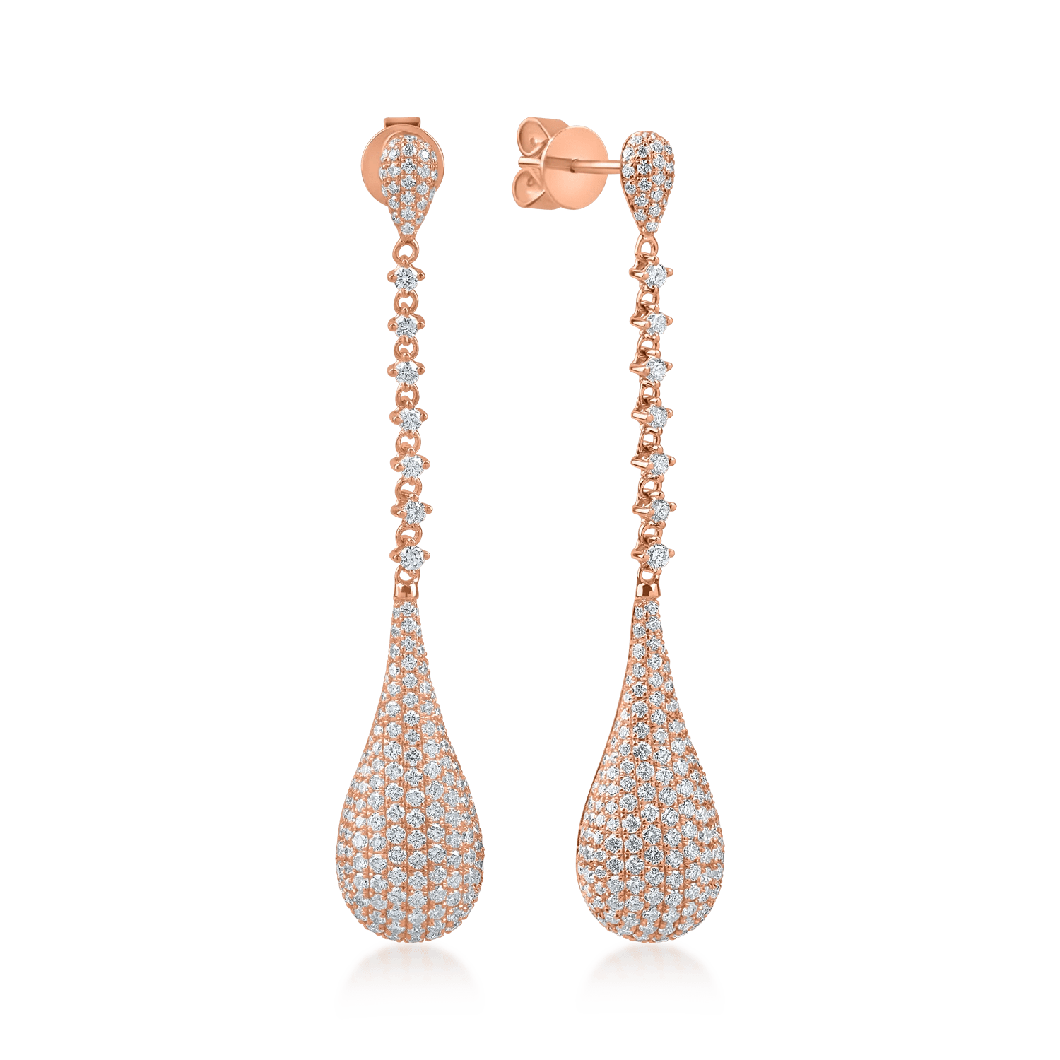 Cercei din aur roz cu diamante de 1.7ct Cercei din aur roz cu diamante de 1.7ct