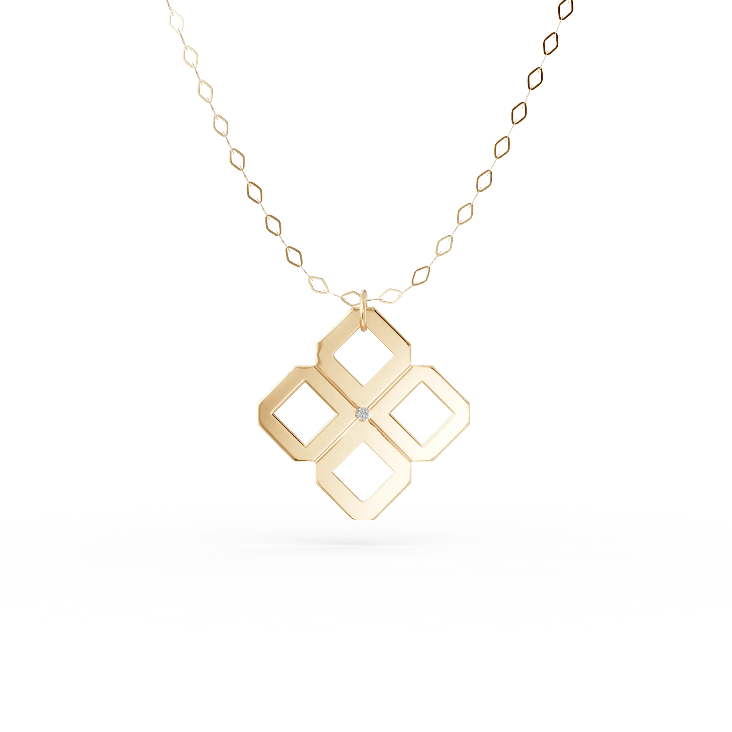 Lanț din aur galben cu pandantiv geometric și diamant de 0.005ct Lanț din aur galben cu pandantiv geometric și diamant de 0.005ct