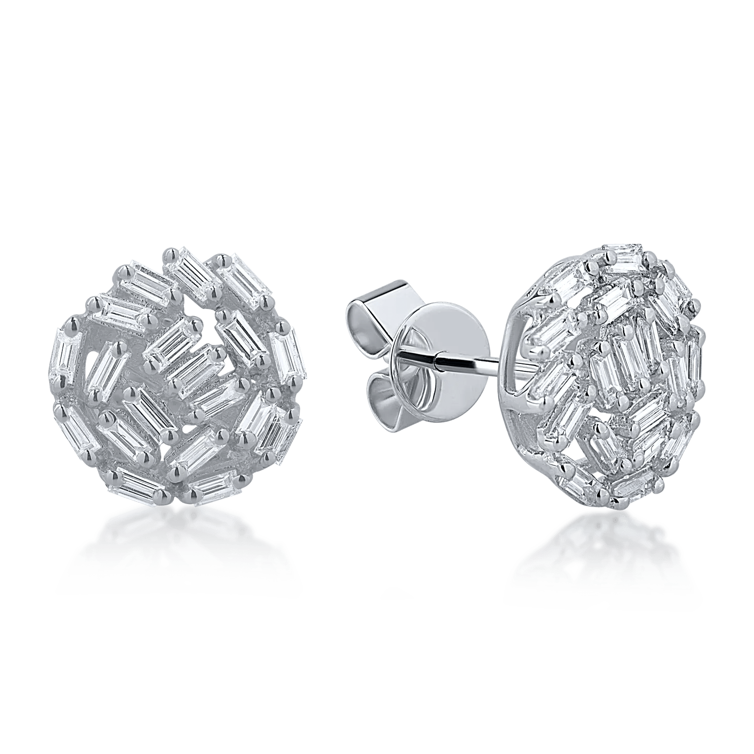 Cercei din aur alb cu diamante baguette de 0.62ct Cercei din aur alb cu diamante baguette de 0.62ct