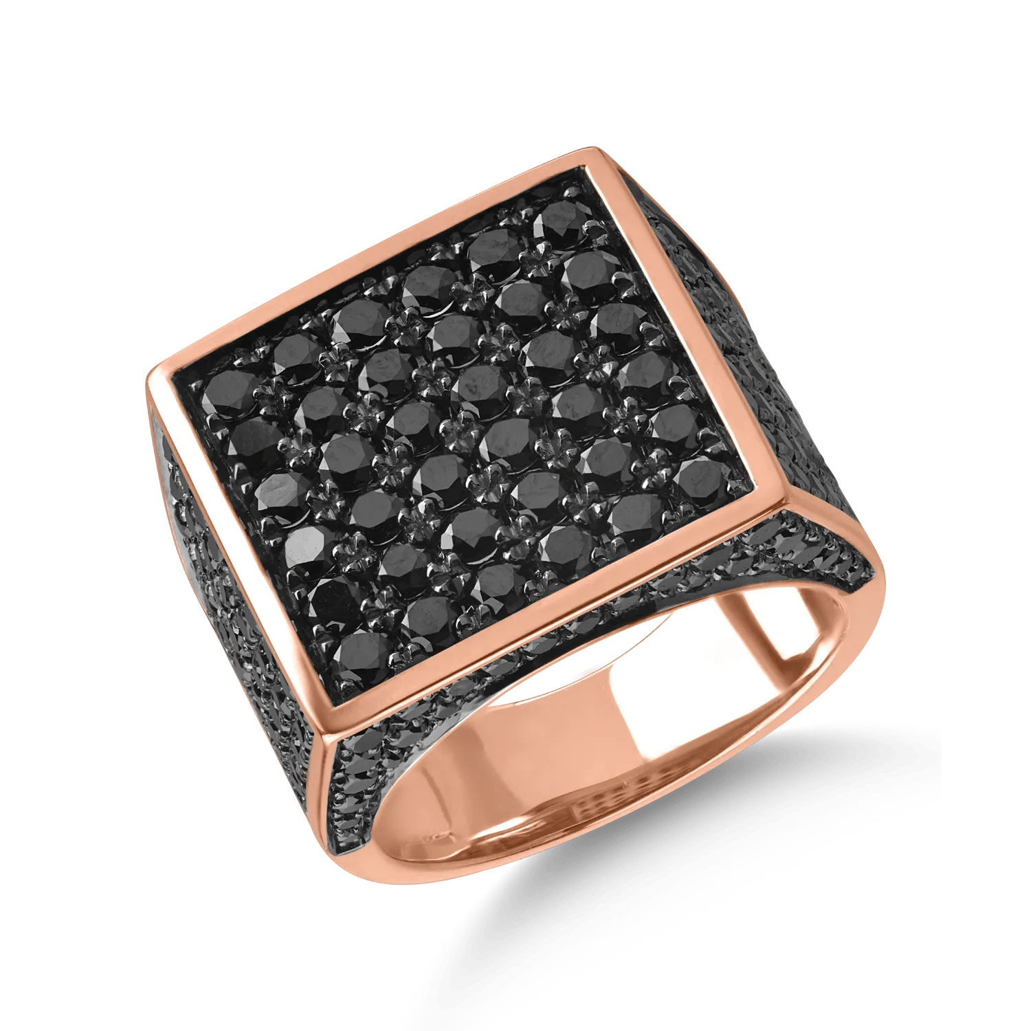 Inel aur roz cu diamante negre 2.7ct Inel aur roz cu diamante negre 2.7ct