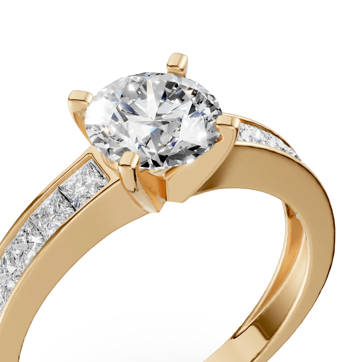 Inel logodnă din aur galben elegant Inel logodnă din aur galben elegant