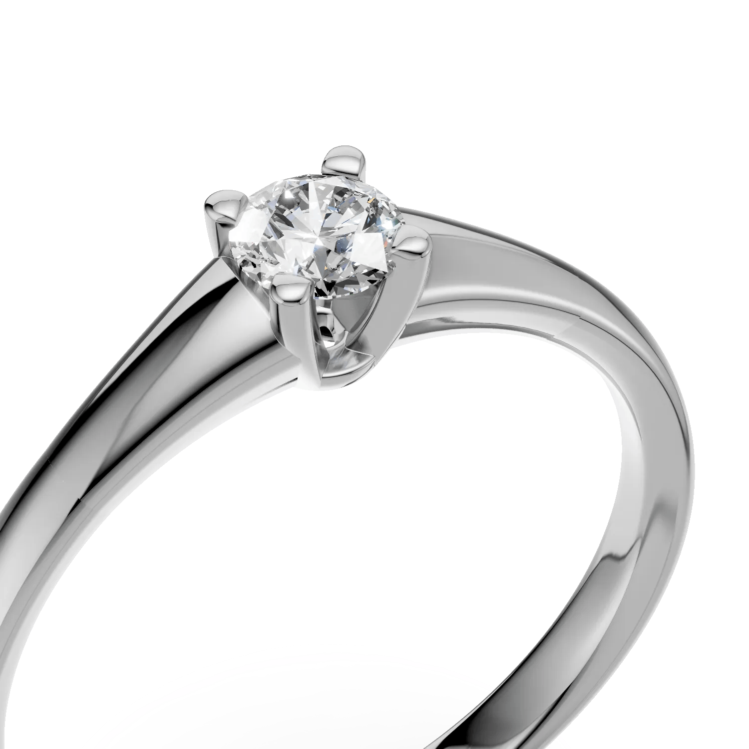Inel de logodnă din aur alb cu diamant solitaire Inel de logodnă din aur alb cu diamant solitaire