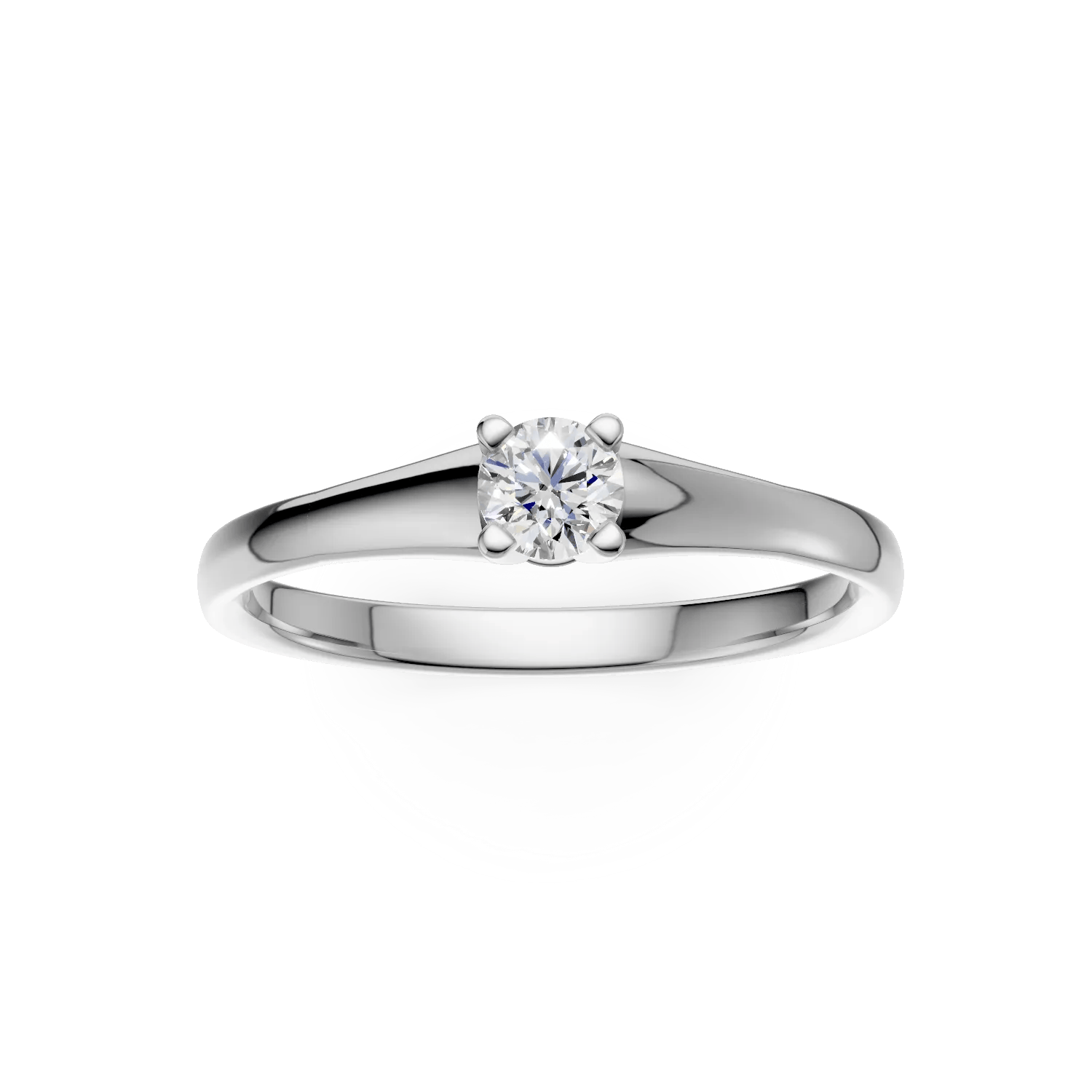 Inel de logodnă din aur alb cu diamant solitaire Inel de logodnă din aur alb cu diamant solitaire