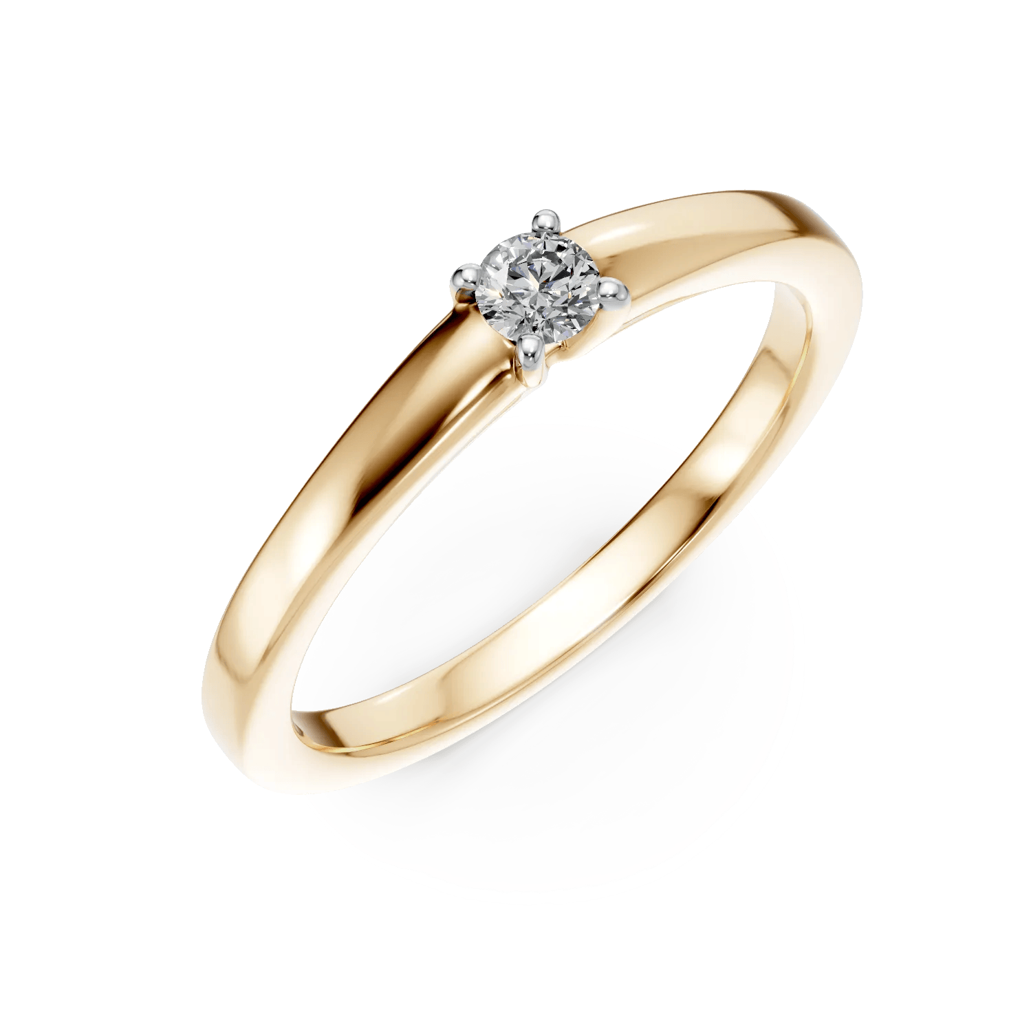 Inel de logodnă din aur galben cu diamant solitaire de 0.1ct – Teilor Inel de logodnă din aur galben cu diamant solitaire de 0.1ct – Teilor