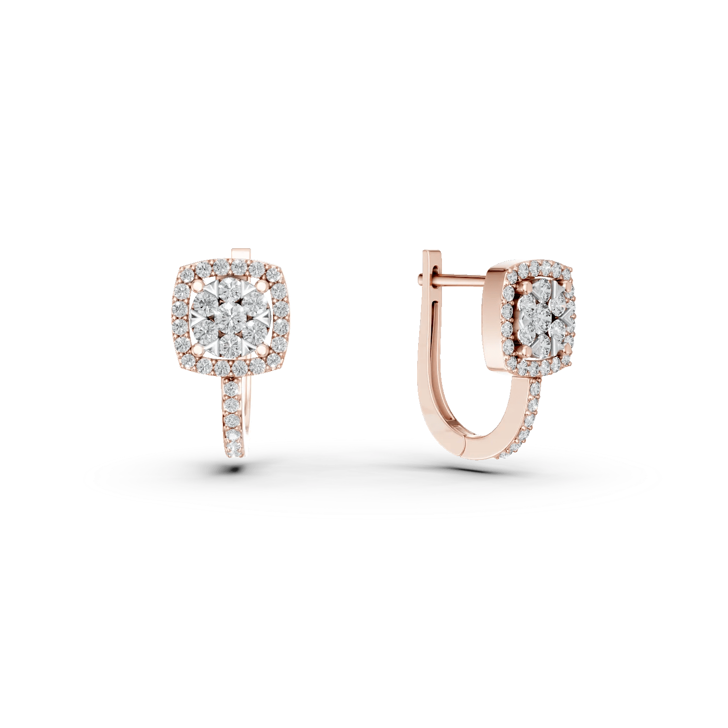 Cercei din aur roz cu diamante | Teilor Cercei din aur roz cu diamante | Teilor