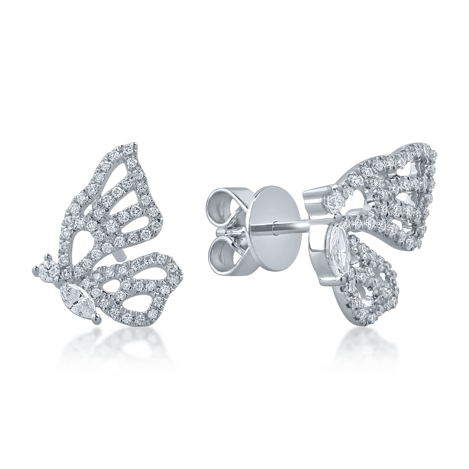 Cercei aur alb cu diamante marquise și rotunde 0.36ct Cercei aur alb cu diamante marquise și rotunde 0.36ct